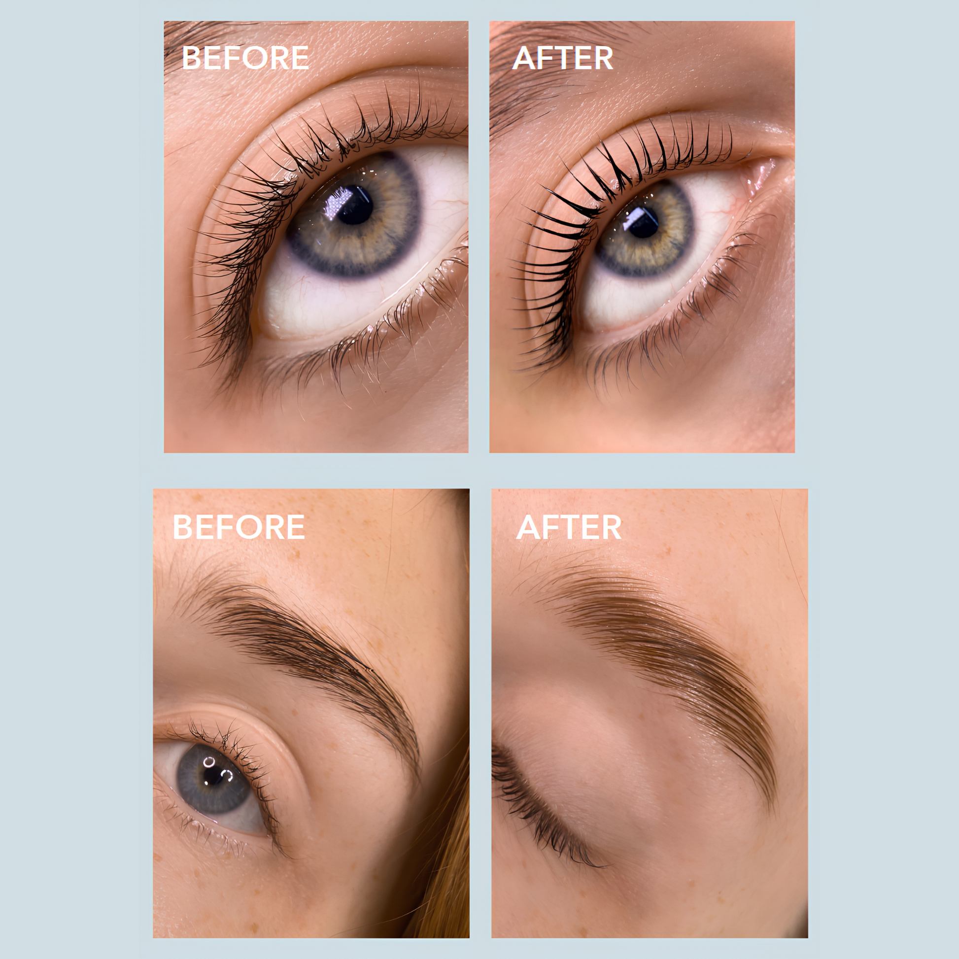 Close-up of Élan AMINO Brow & Lash Amino Acid Concentrate bottle, showcasing the product for lash and brow aftercare by Élan Cosmetics.