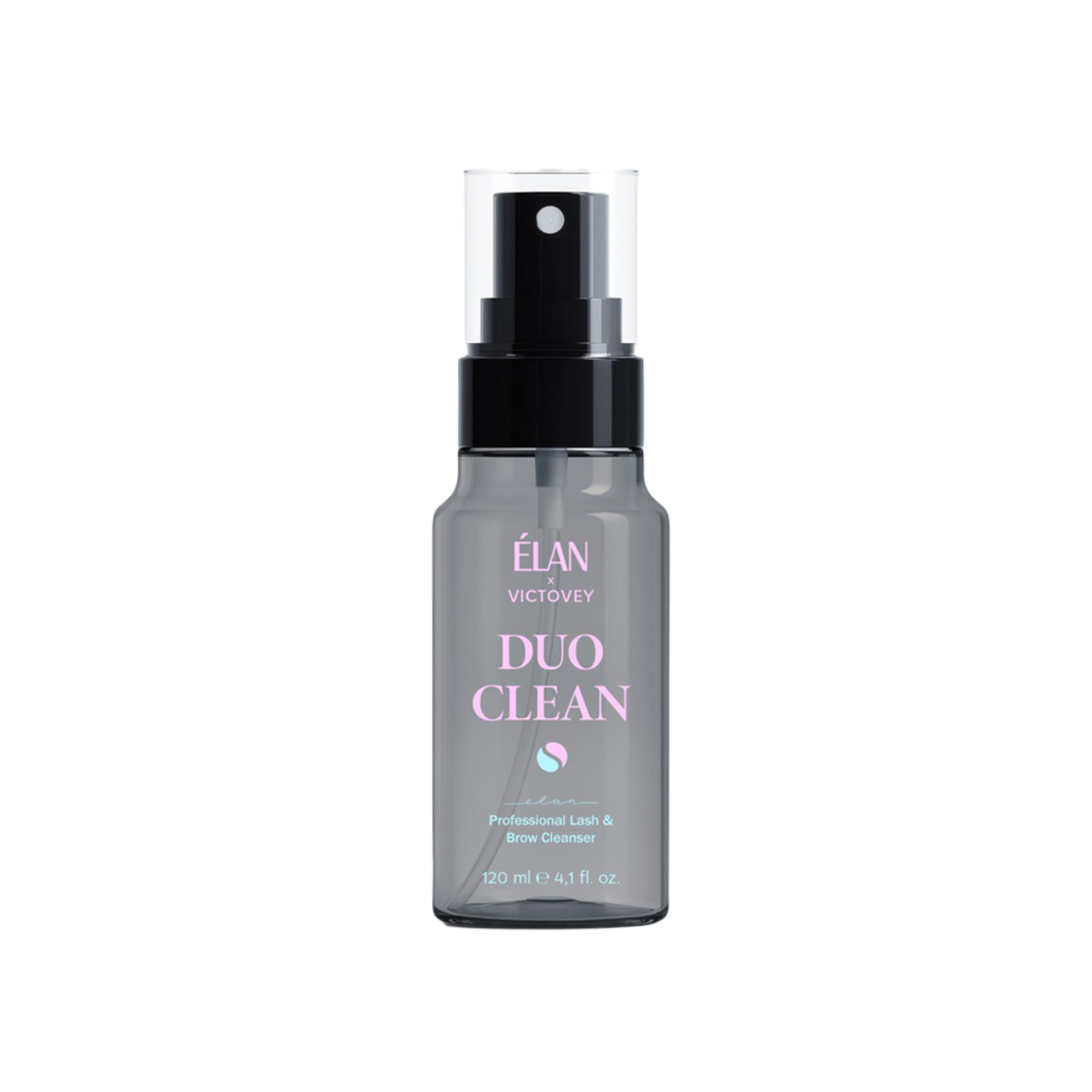 Élan DuoClean Professional Lash and Brow Cleanser for lashes and brows tinting, featuring a clear bottle with a pump dispenser.