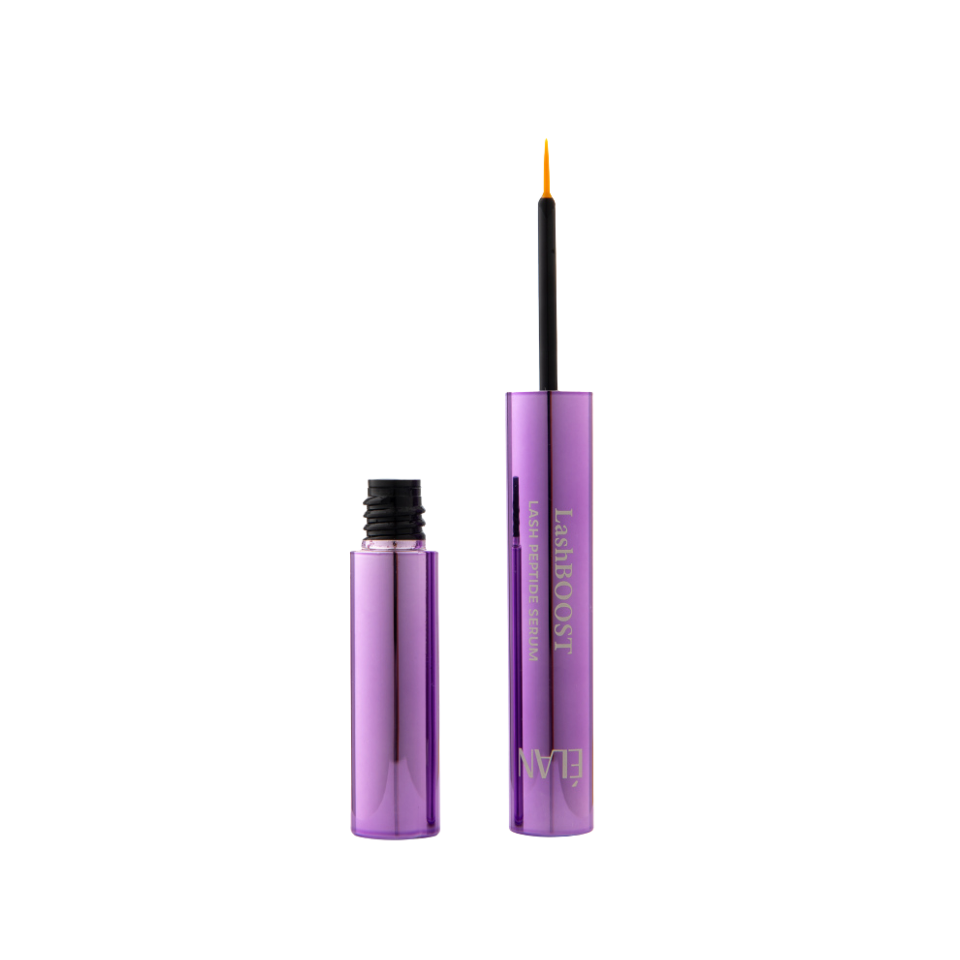 Purple eyeliner with applicator on a white background