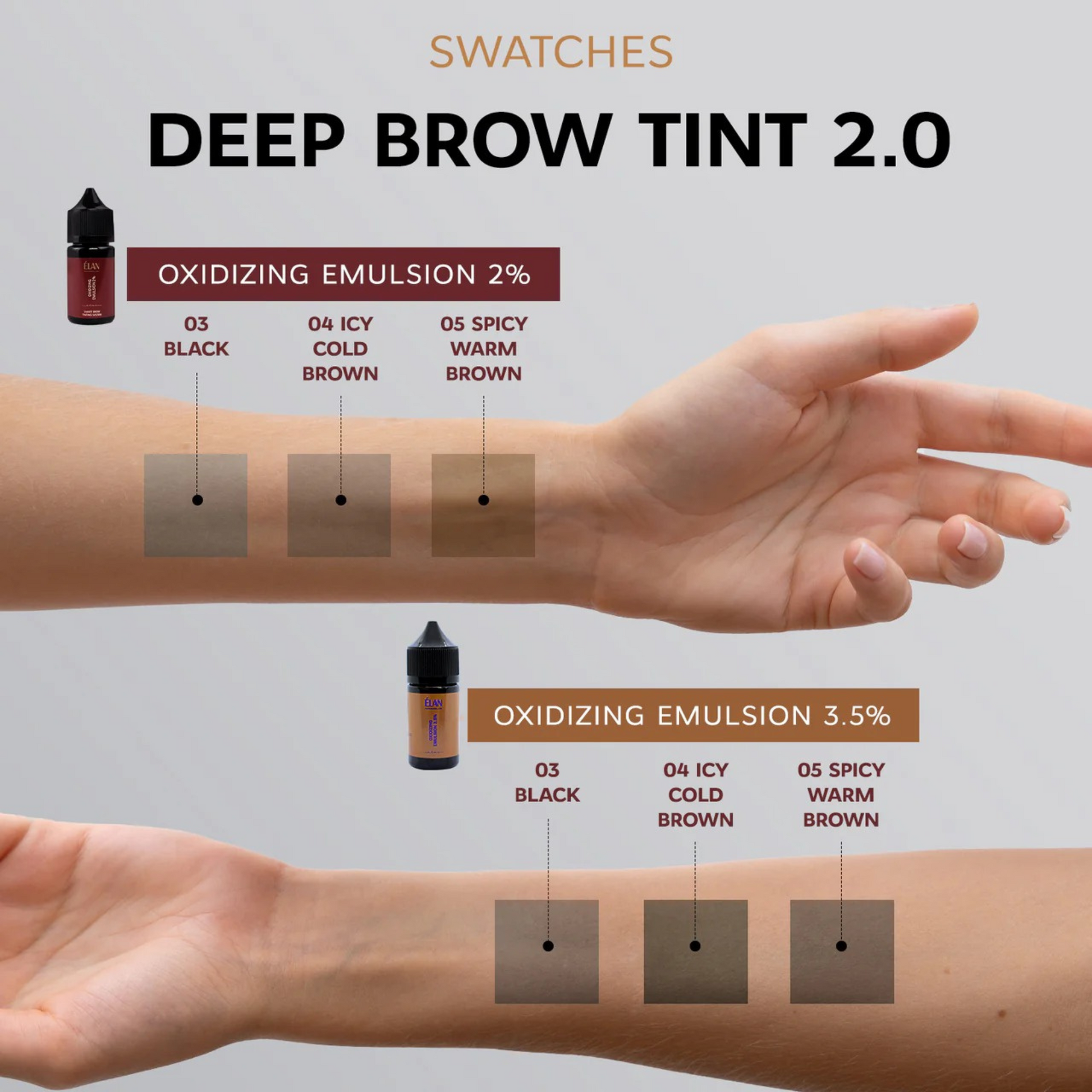 Élan Smart Brow Tinting System Deep Brow Tint 2.0 04 Icy Cold Brown - Tube Swatches
