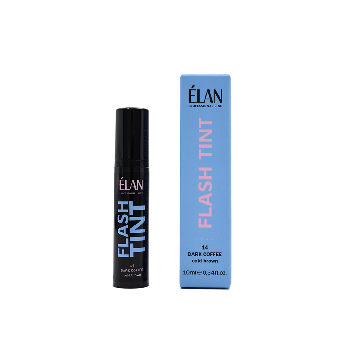Elan Flash Tint hair color bottle and packaging on a white background