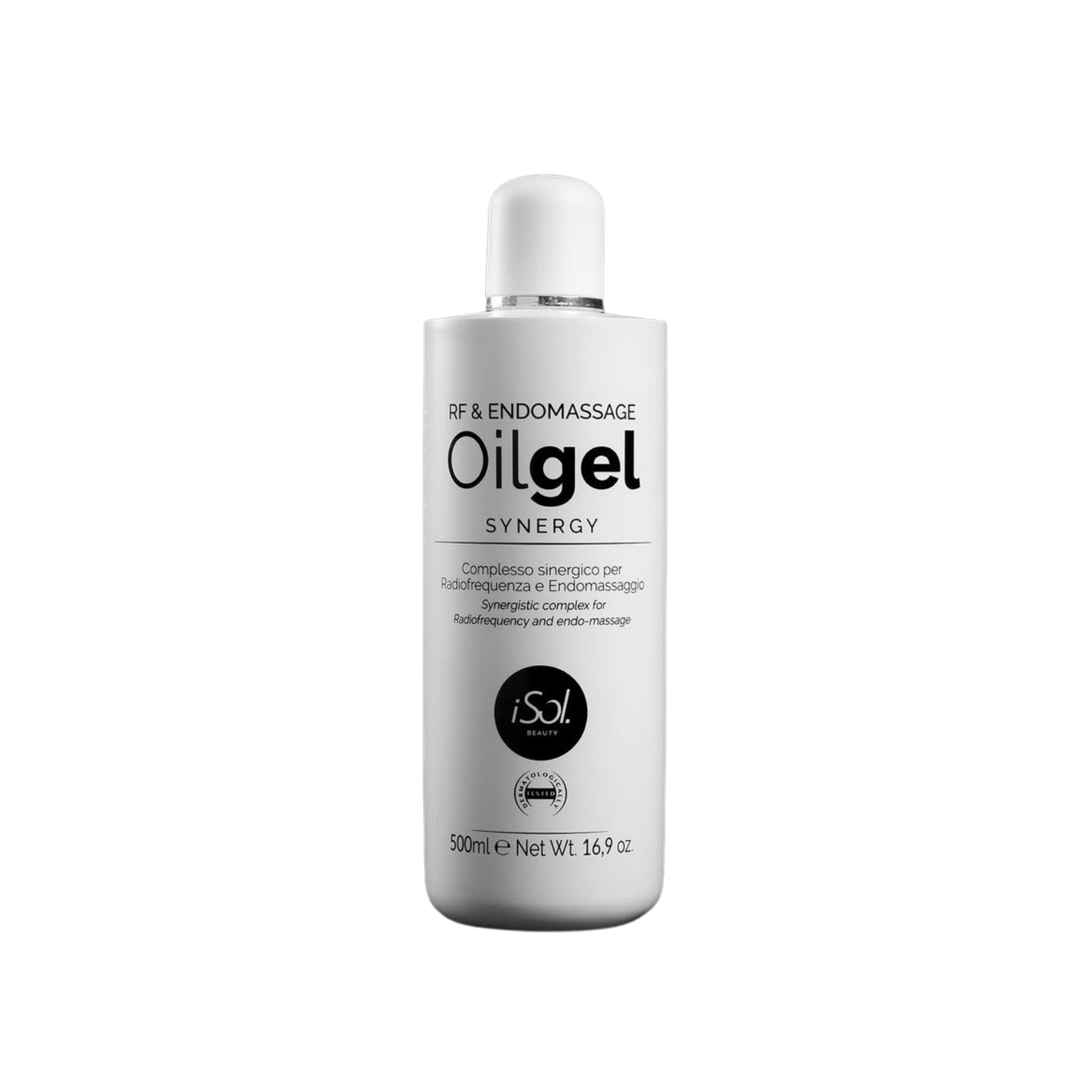 iSol Beauty Oilgel Synergy bottle on a white background