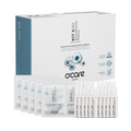Ocare skincare product set with boxes and ampoules on a white background