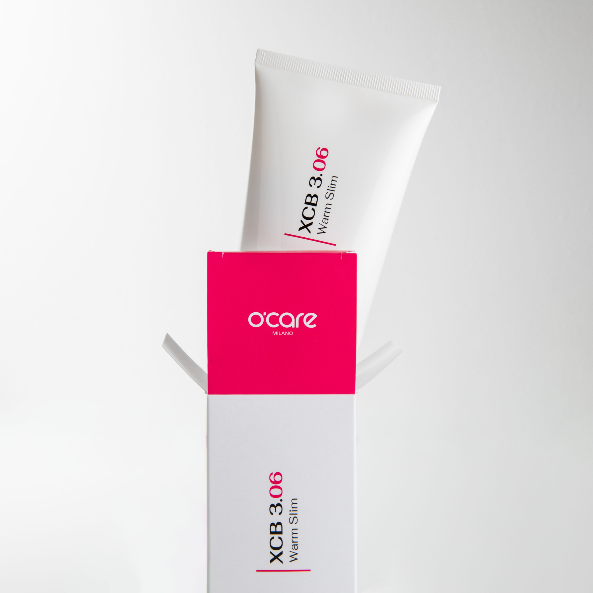 O'Care Warm Slim XCB 3.06 body lotion in a 200ml bottle, featuring warm slimming formula with sleek packaging design.