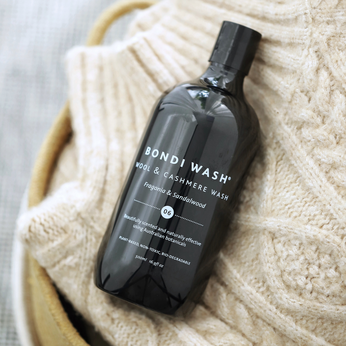 Bondi Wash Wool & Cashmere Wash detergent bottle for delicate wool and cashmere garments