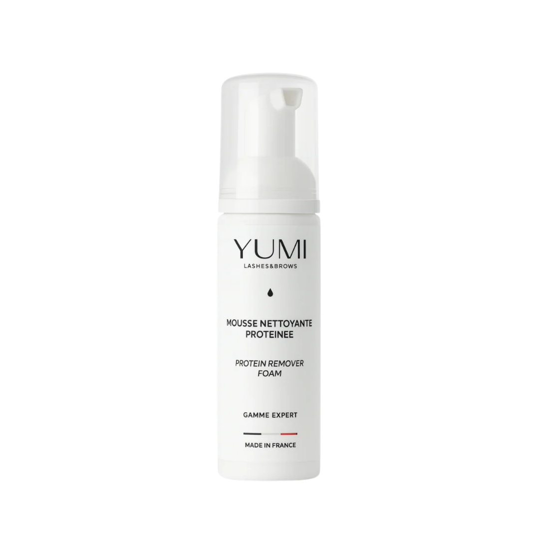 Yumi Lashes & Brows Protein Remover Foam bottle for gentle cleansing of eyelash and eyebrow extensions and natural lashes.