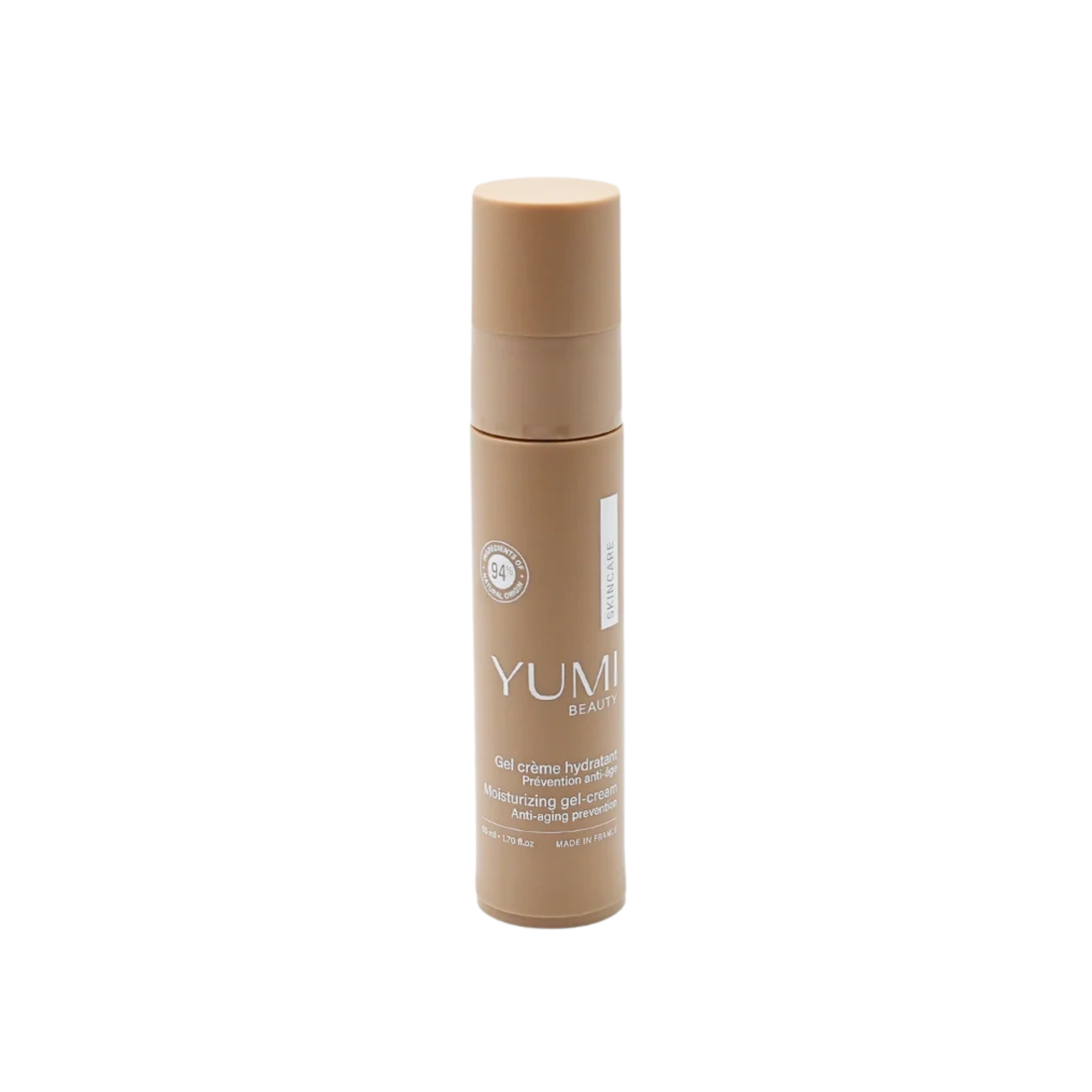 Yumi Skincare Moisturizing Gel-Cream in 50ml jar, lightweight lotion and moisturizer with anti-aging properties.