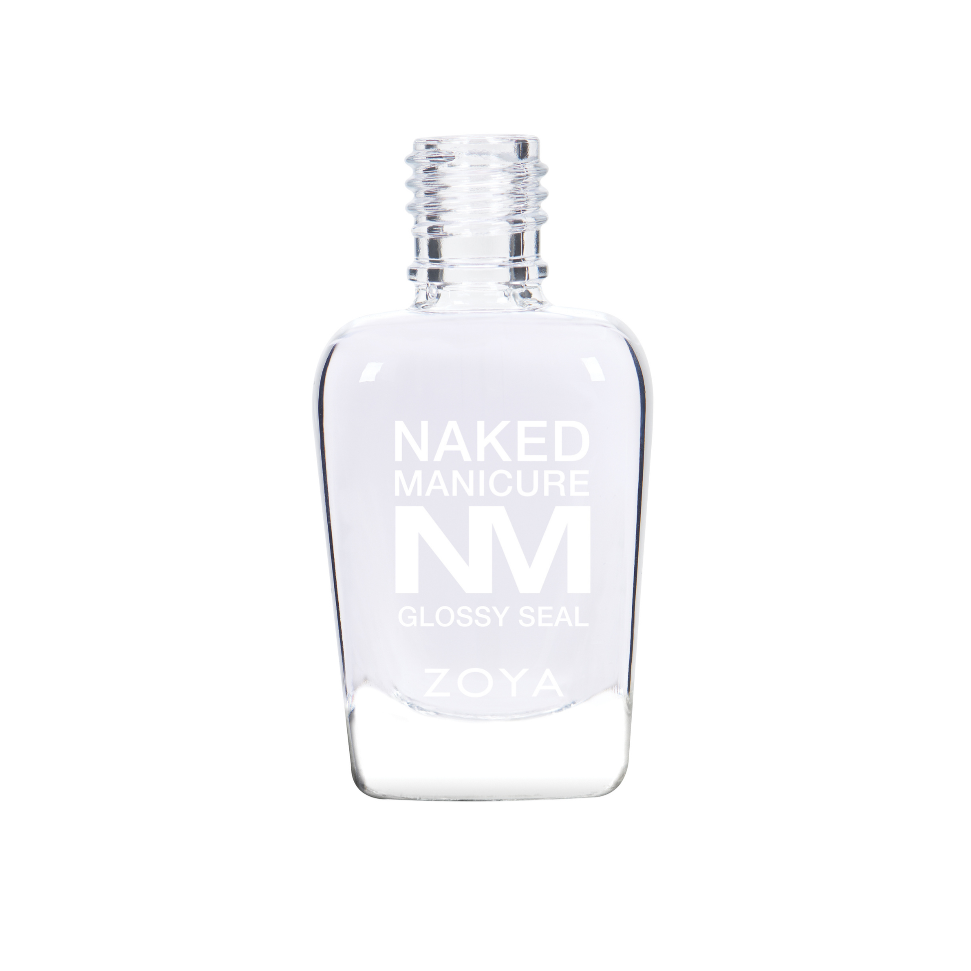 Zoya Naked Manicure Glossy Seal 15ml bottle showing a clear, shiny top coat for a glossy manicure finish.