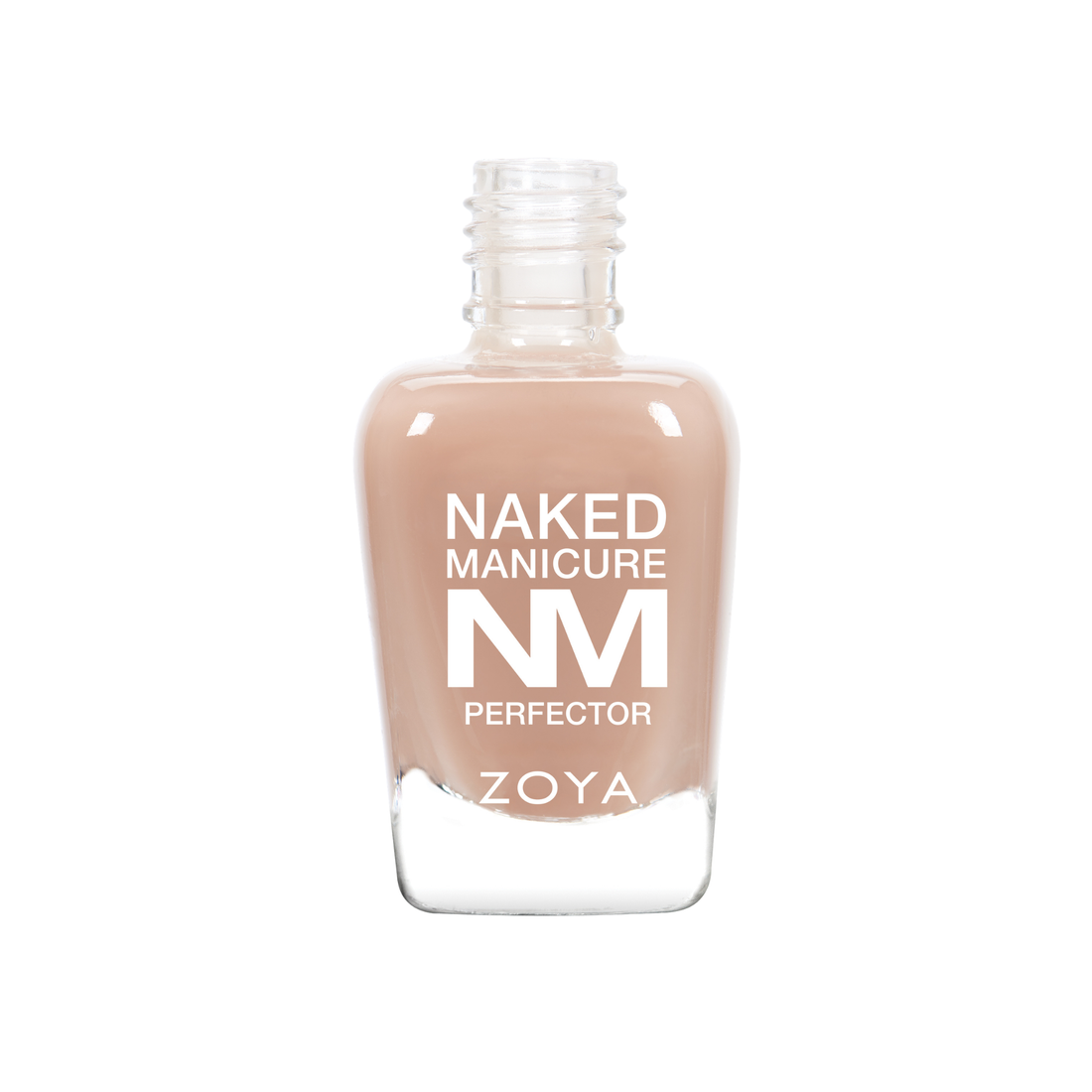 Zoya Naked Manicure Nude Perfector 15ml bottle showing the clear, smooth liquid inside the Zoya branded nail treatment.