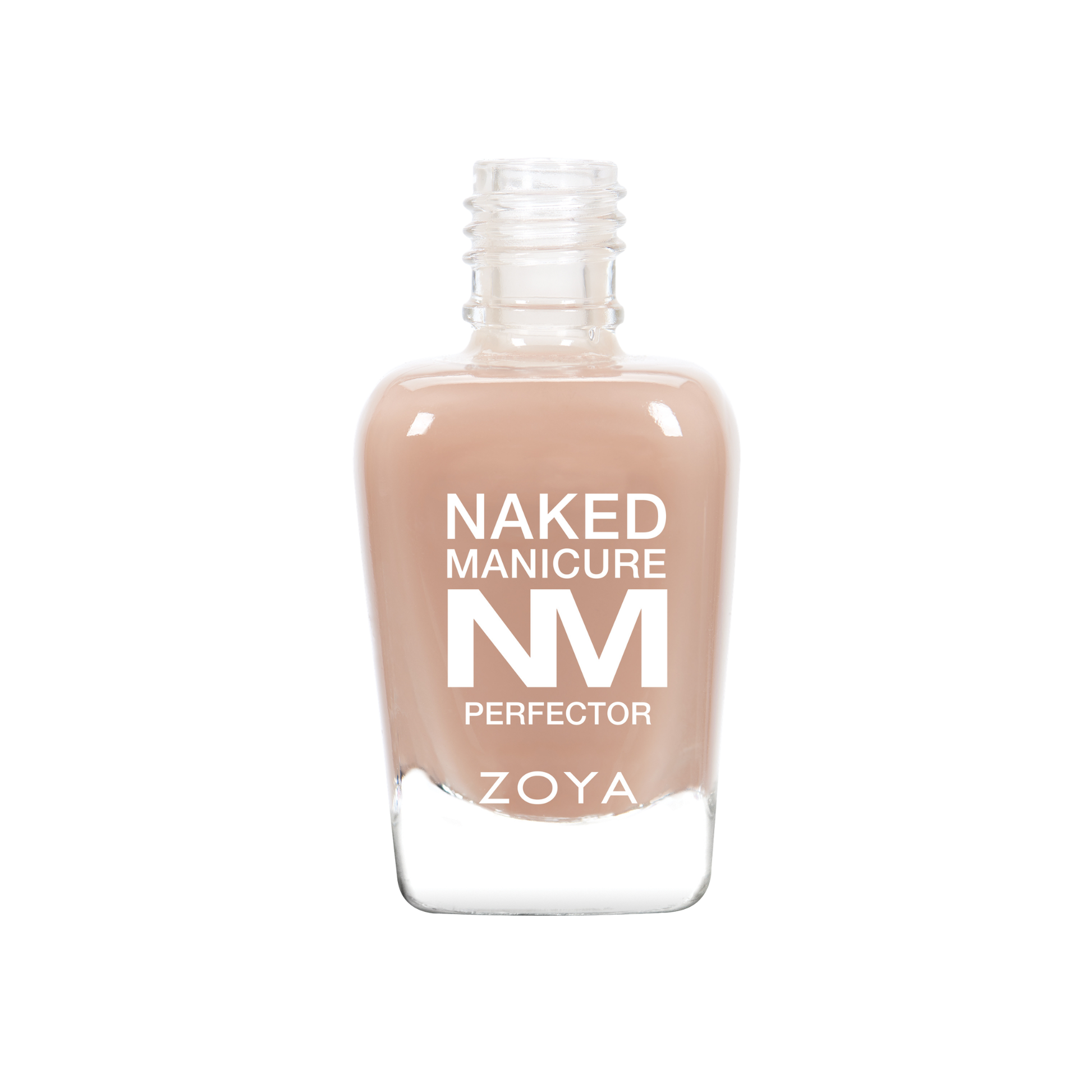 Zoya Naked Manicure Nude Perfector 15ml bottle showing the clear, smooth liquid inside the Zoya branded nail treatment.