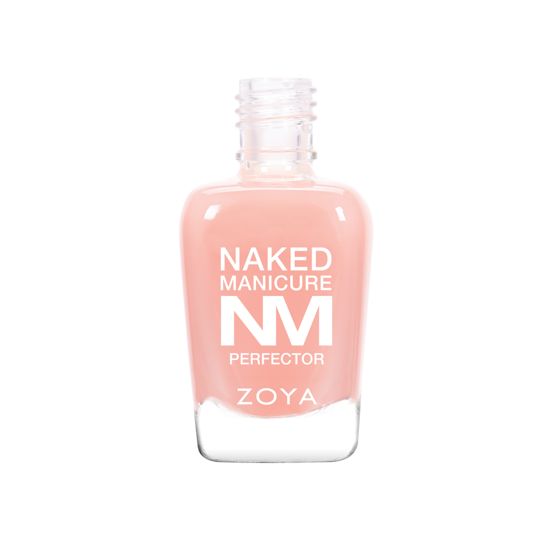 Zoya Naked Manicure Pink Perfector 15ml bottle showing the pink nail treatment inside a clear glass bottle with a white cap.