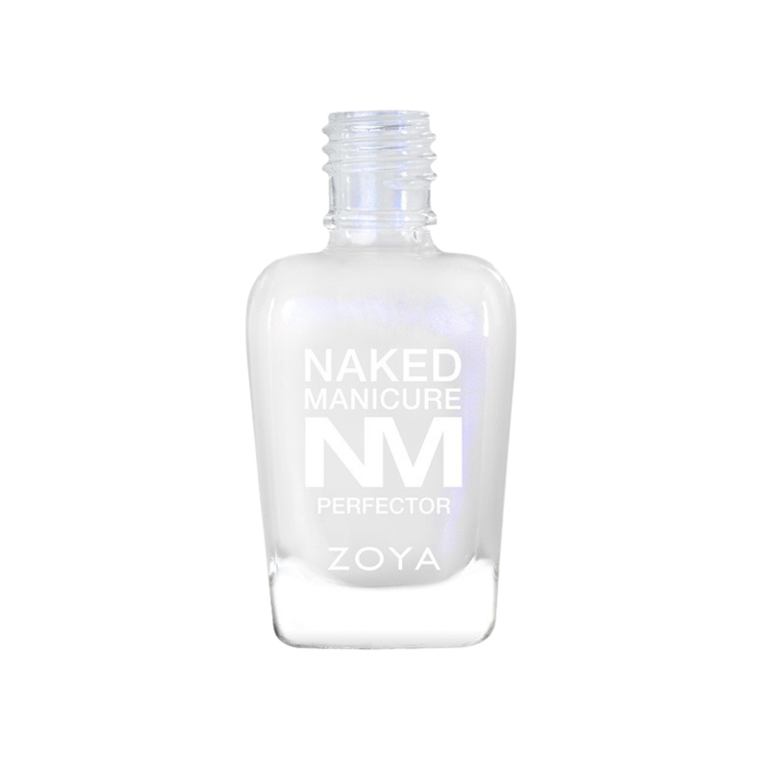 Zoya Naked Manicure Perfector Plus in Opal White, a natural-looking nail treatment with a smooth, pearly white finish.