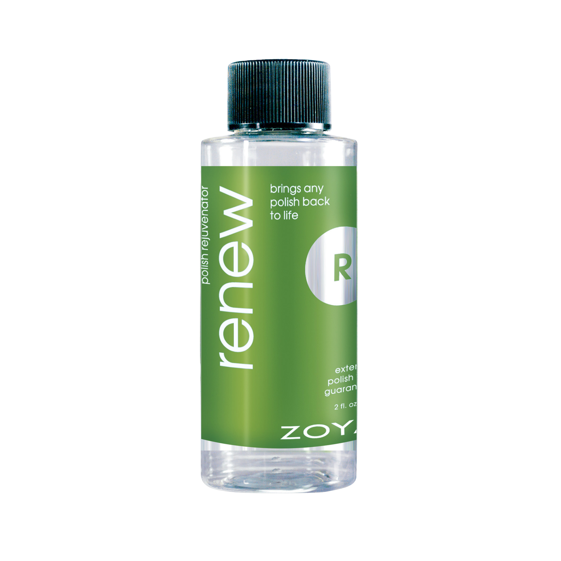 Bottle of Zoya Renew polish restorer on a white background