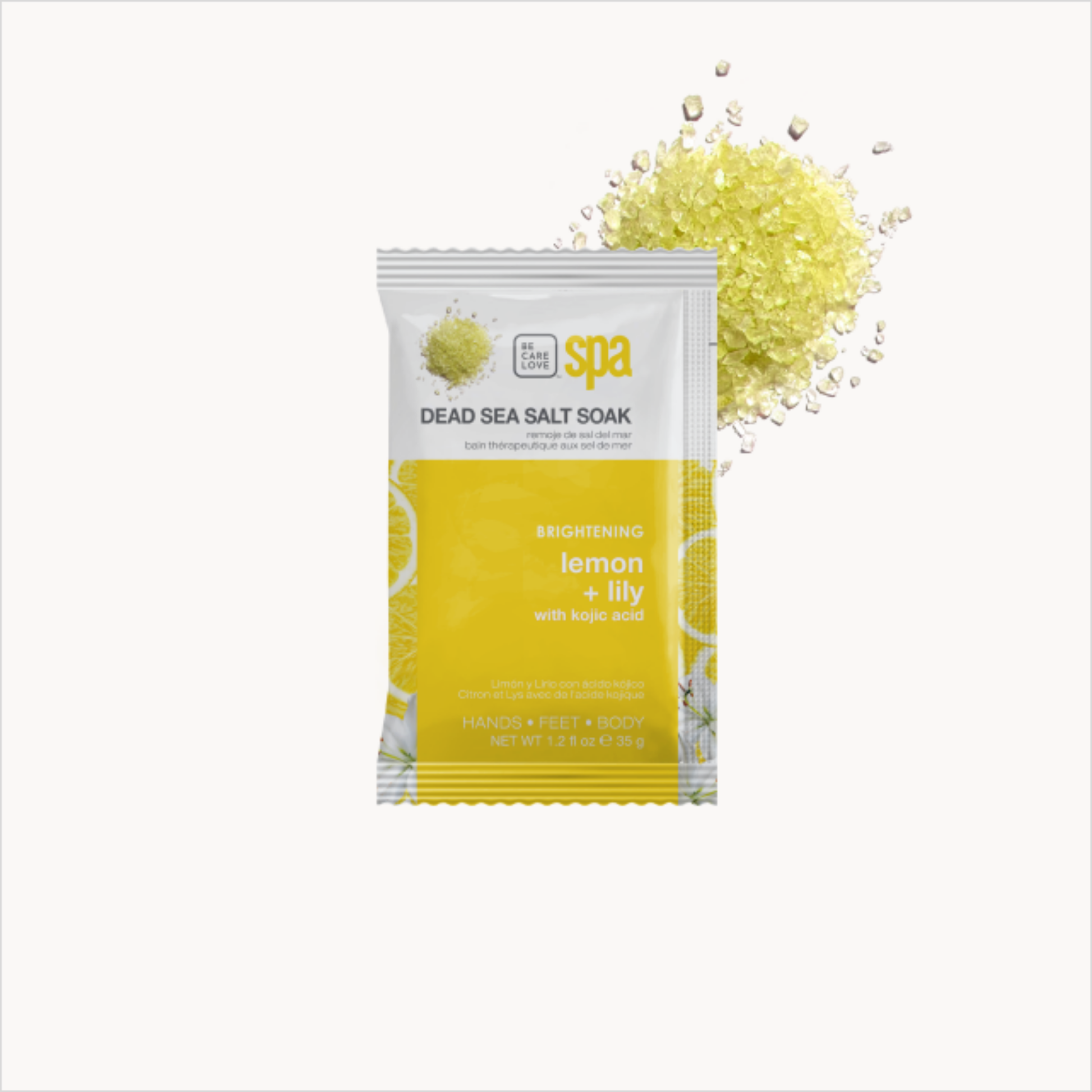 BCL SPA Brightening Lemon and Lily 4-step manicure and pedicure system with kojic acid in a boxed set.