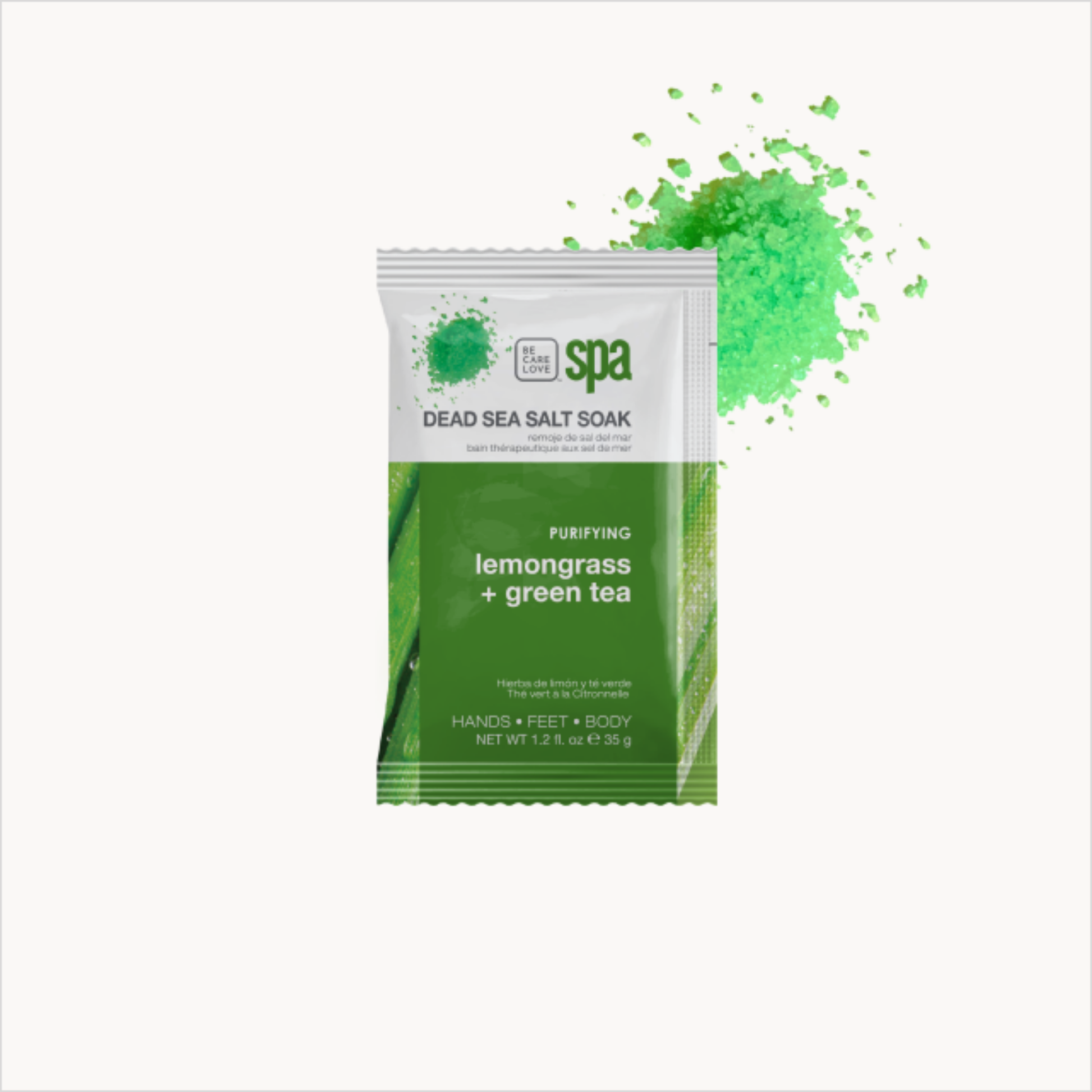 BCL SPA Purifying Lemongrass and Green Tea 4-step manicure and pedicure system in a box set with product packets