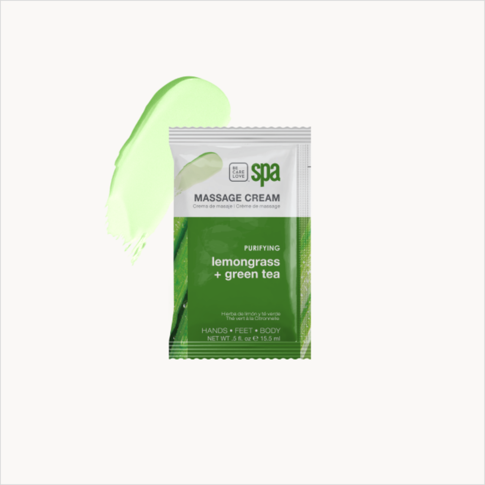 BCL SPA Purifying Lemongrass and Green Tea 4-step manicure and pedicure system in a box set with product packets.