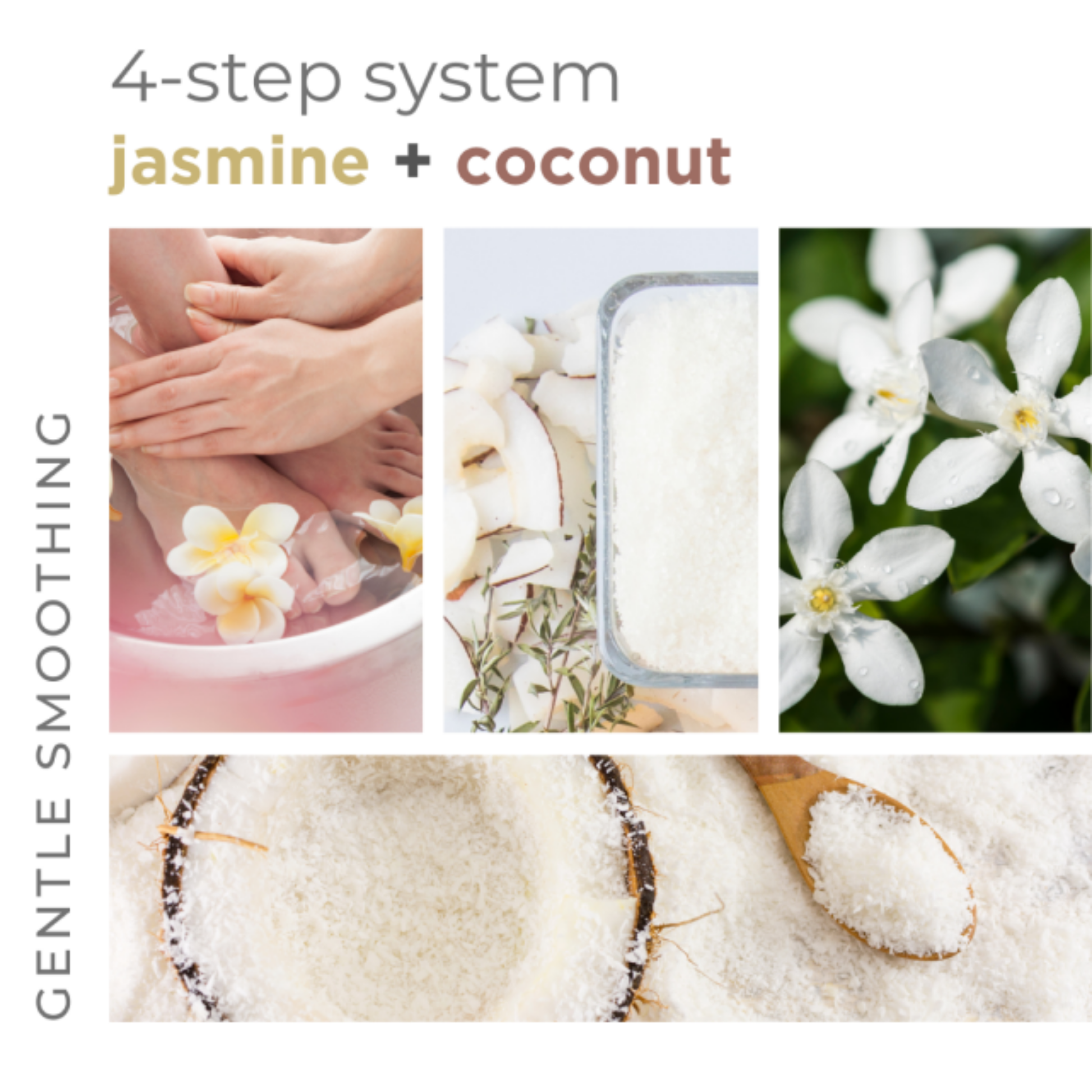 BCL SPA Smoothing Jasmine and Coconut 4-step manicure and pedicure system with natural ingredients for smooth, refreshed nails.