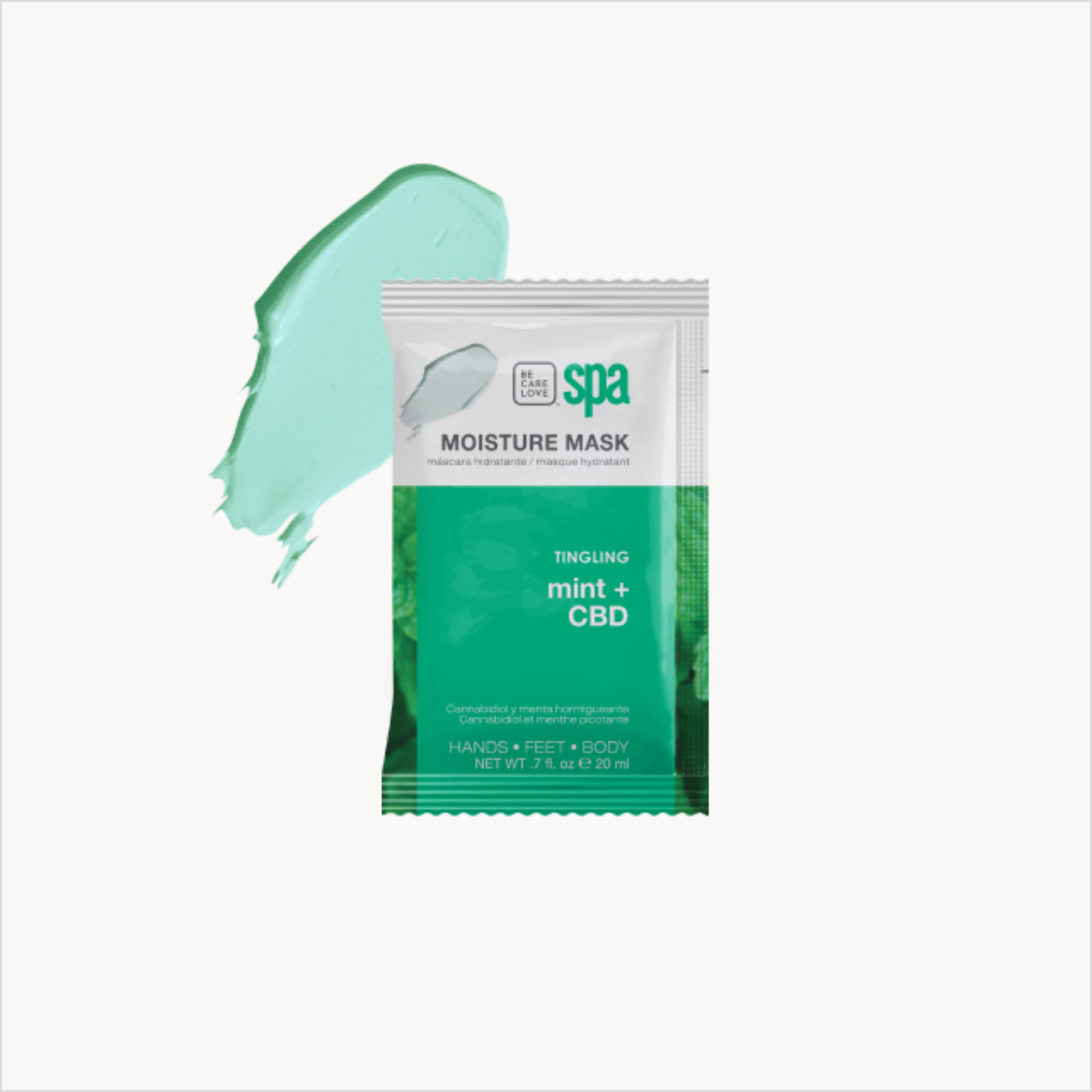 BCL SPA Tingling Mint 4 Step Manicure & Pedicure System in a box, featuring four products for nail care and soothing mint scent.
