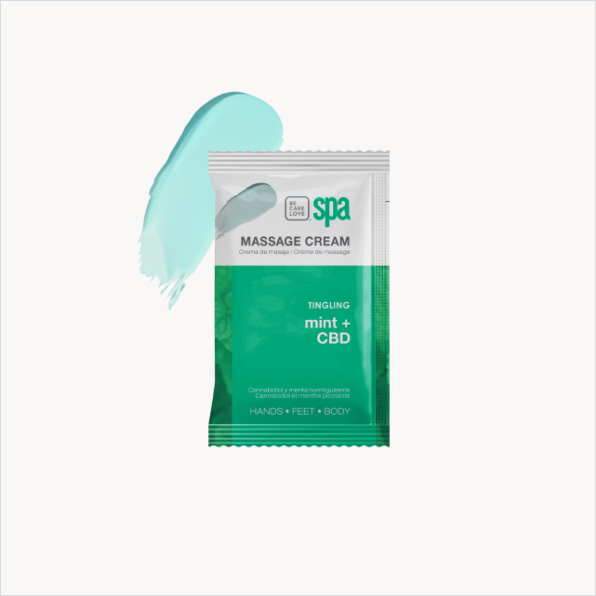 BCL SPA Tingling Mint 4-step manicure and pedicure system with four product packets in a box set.