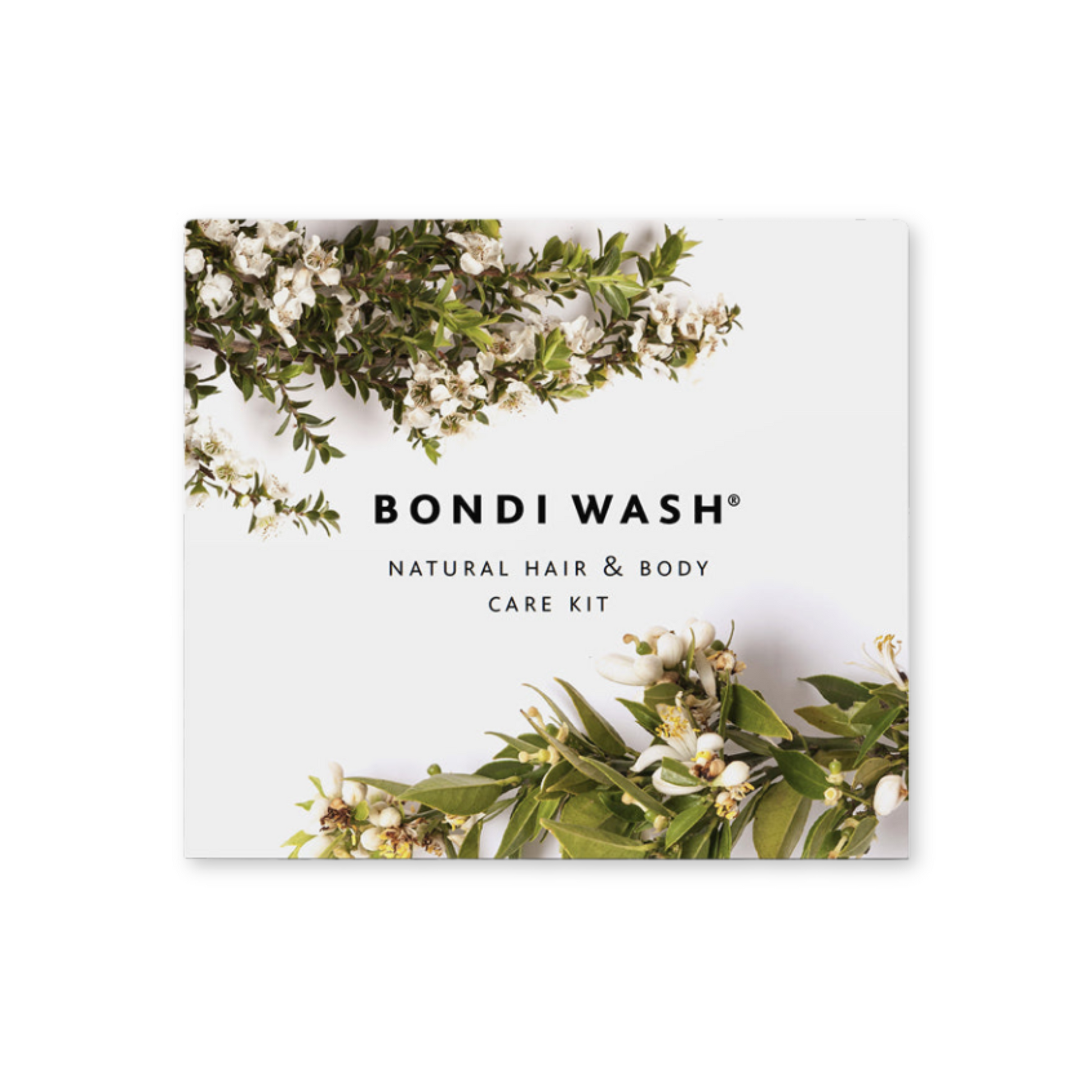 Bondi Wash Hair & Body Natural Care Kit featuring a bottle of body wash and natural hair care products in eco-friendly packaging