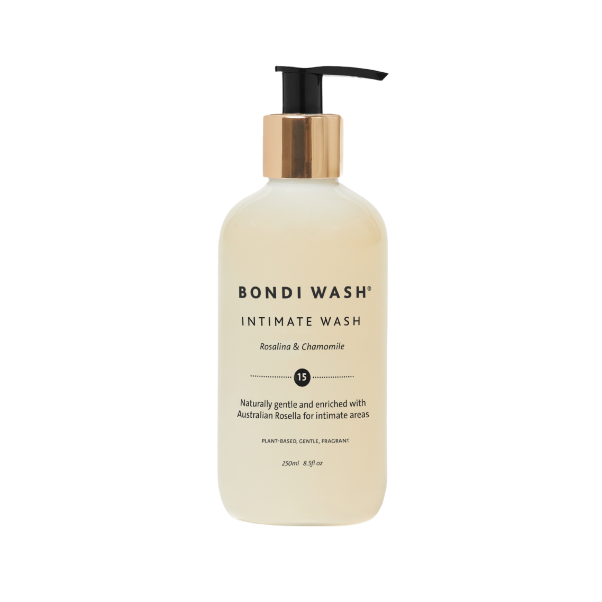 Bondi Wash intimate wash in a 250ml bottle, featuring gentle, natural cleansing ingredients for sensitive areas