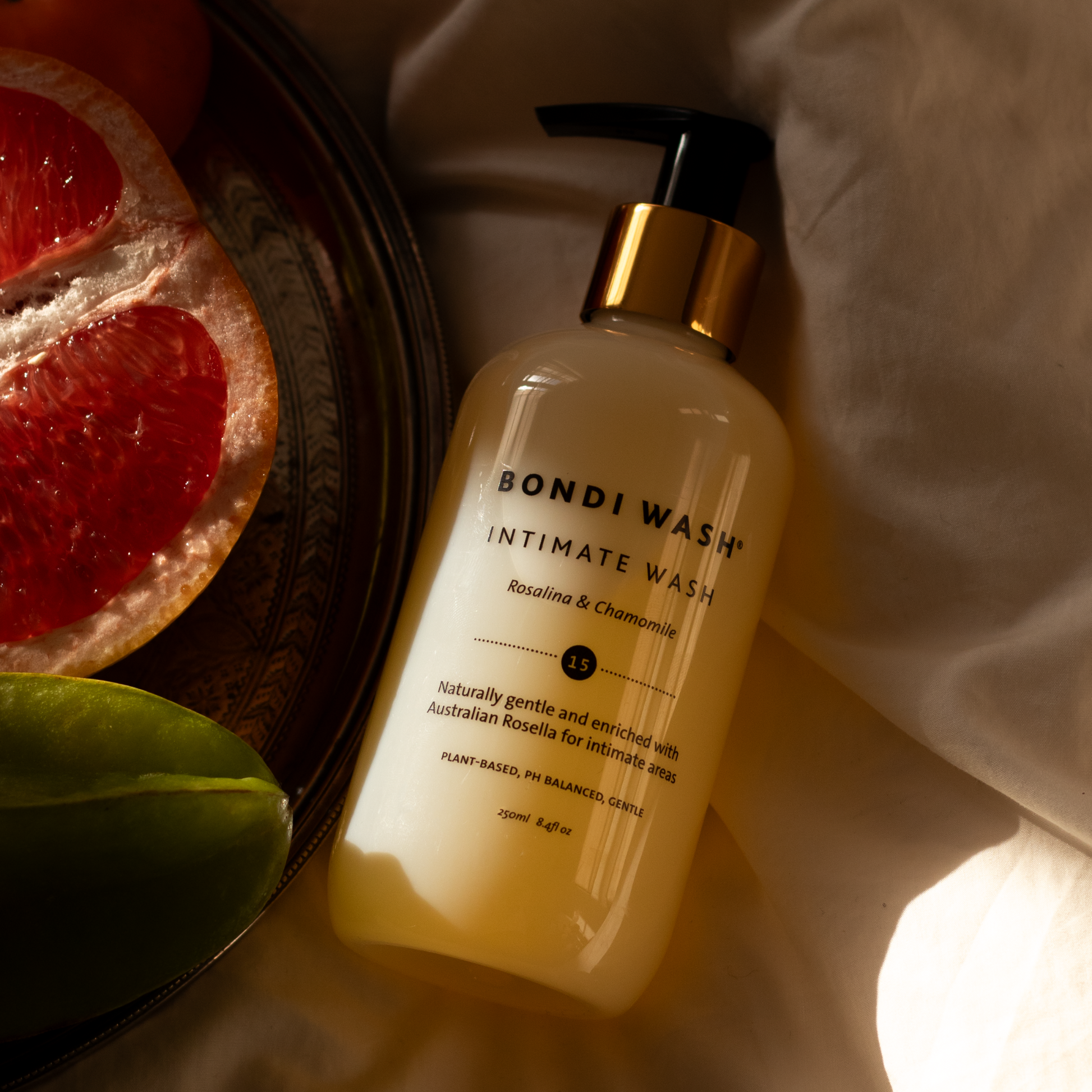Bondi Wash Intimate Wash in a 250ml bottle, featuring natural ingredients and gentle cleansing for intimate hygiene.