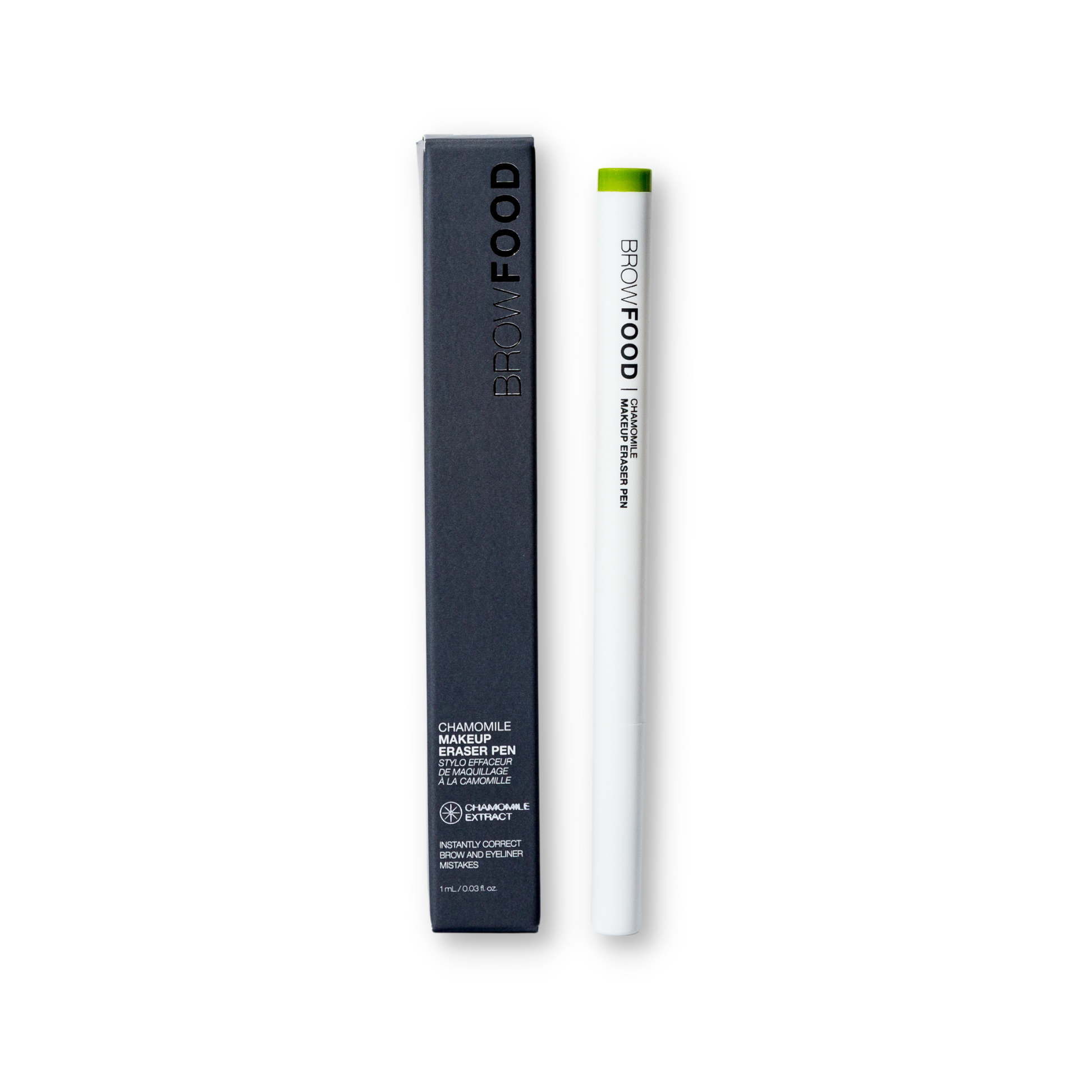 JB Cosmetics Browfood Chamomile Makeup Eraser Pen for quick, gentle removal of makeup with chamomile extract, shown in the image.