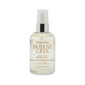 Cuccio Botanicals eucalyptus and Montana flower body oil bottle with botanical label and clear glass container.