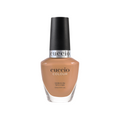 Cuccio Colour I Endure nail polish bottle with purple cap and clear glass showing vibrant purple nail color inside.