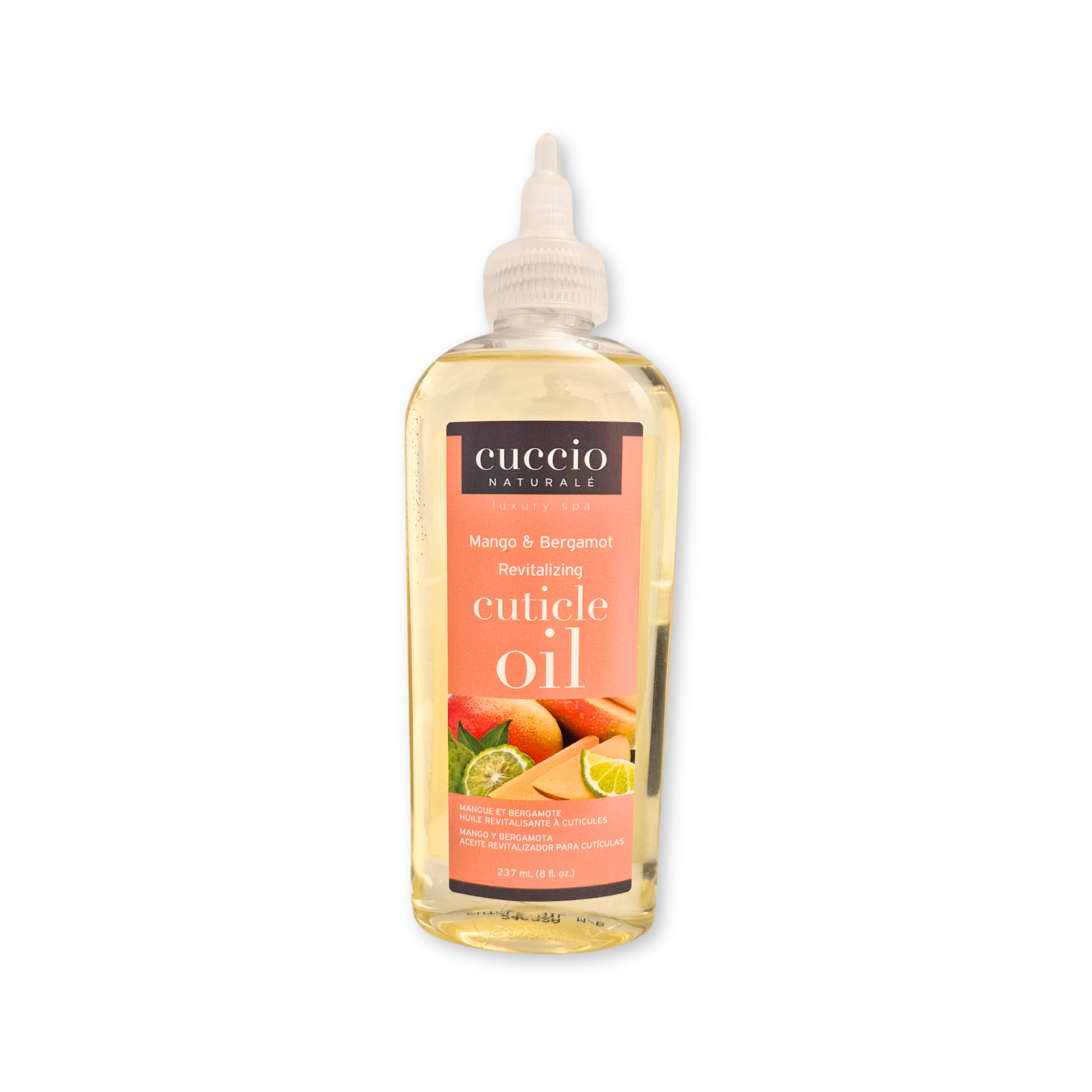 Cuccio Naturalé Mango and Bergamot cuticle revitalizing oil refill bottle, nourishing cuticle cream and oil for healthy nails.