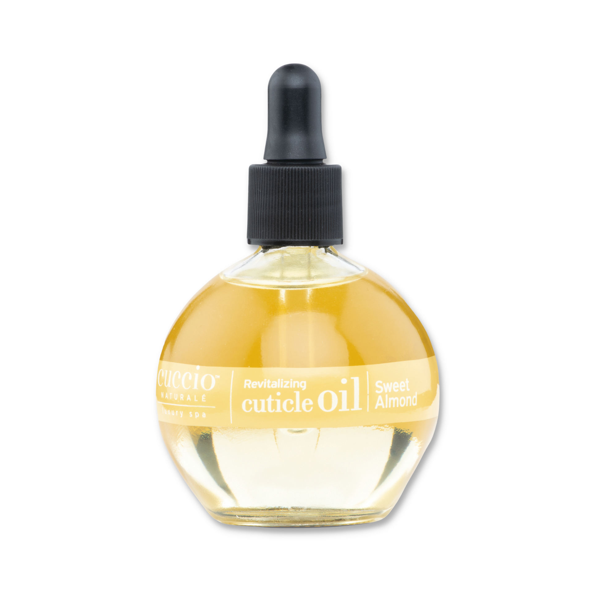 Cuccio Naturalé Cuticle Revitalizing Oil in a 2.5oz bottle, infused with sweet almond for nourishing cuticle care.