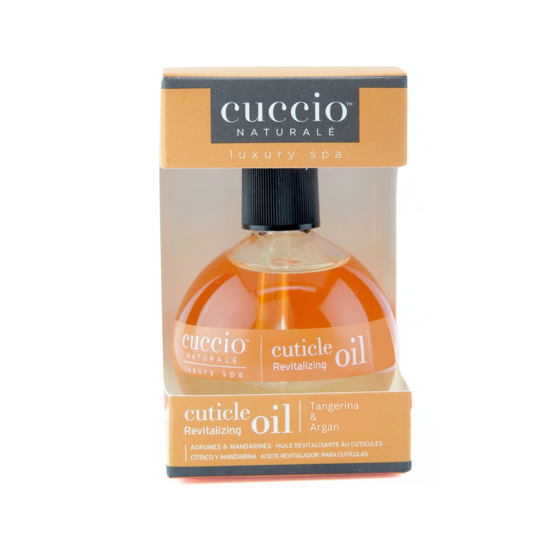 Cuccio Naturalé Cuticle Revitalizing Oil with Tangerina and Argan in a 75ml bottle, nourishing cuticles and promoting healthy nails.