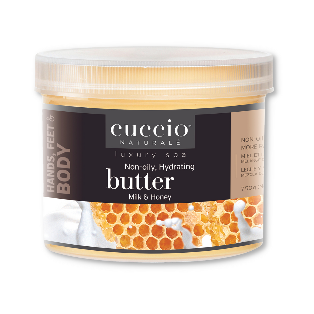 Cuccio Naturalé Hydrating Butter Milk & Honey lotion and moisturizer jar with a smooth, creamy texture and natural ingredients.