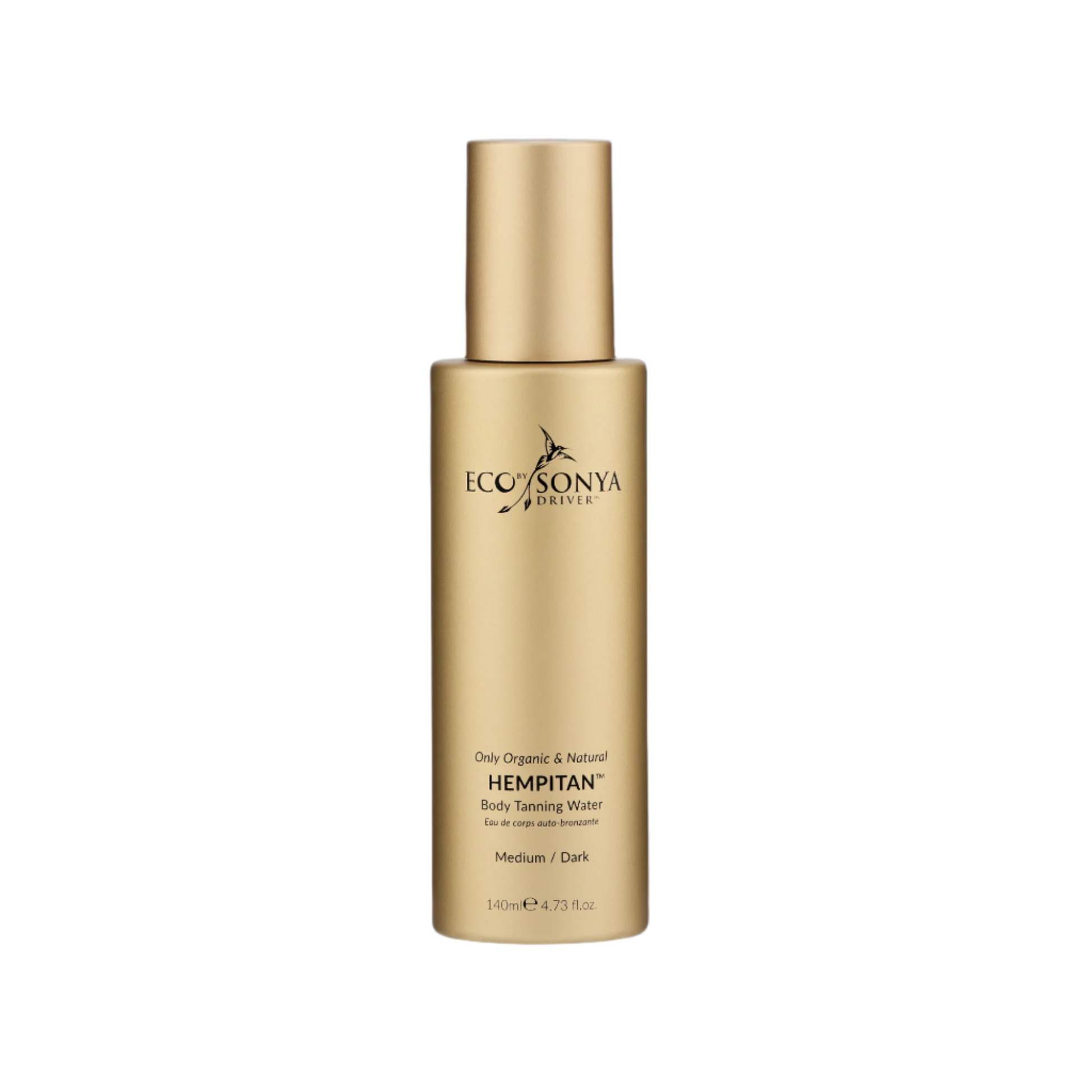 Eco by Sonya Driver Hempitan Body Tan Water in a 140ml bottle, featuring a clear liquid self-tanner for natural bronze glow.