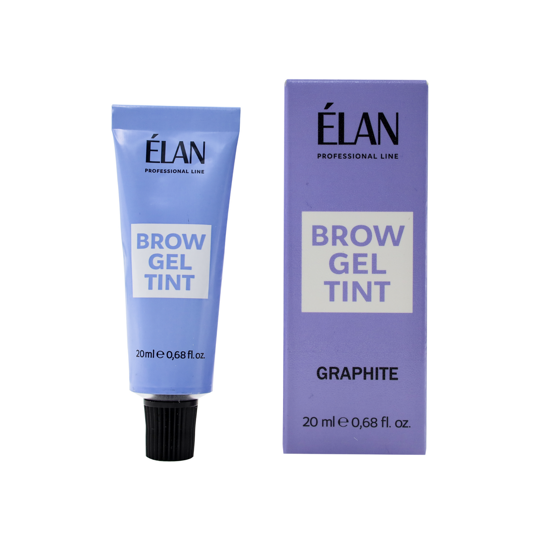 Élan Brow Gel Tint Graphite in a 20ml tube, designed to add natural color to eyebrows and enhance lash and brow appearance.
