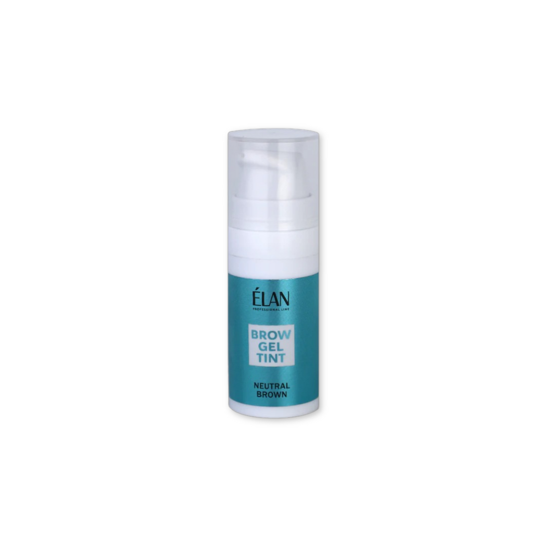 Élan Brow Gel Tint Neutral Brown in airless container, designed for tinting and defining eyebrows and lashes.