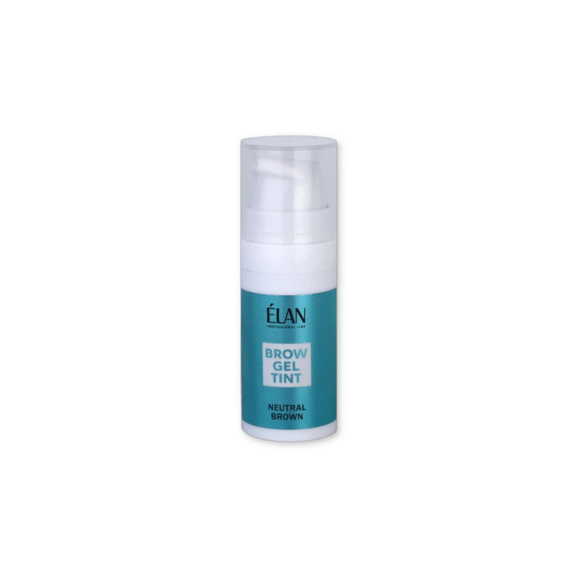 Élan Brow Gel Tint Neutral Brown in airless container, designed for tinting and defining eyebrows and lashes.