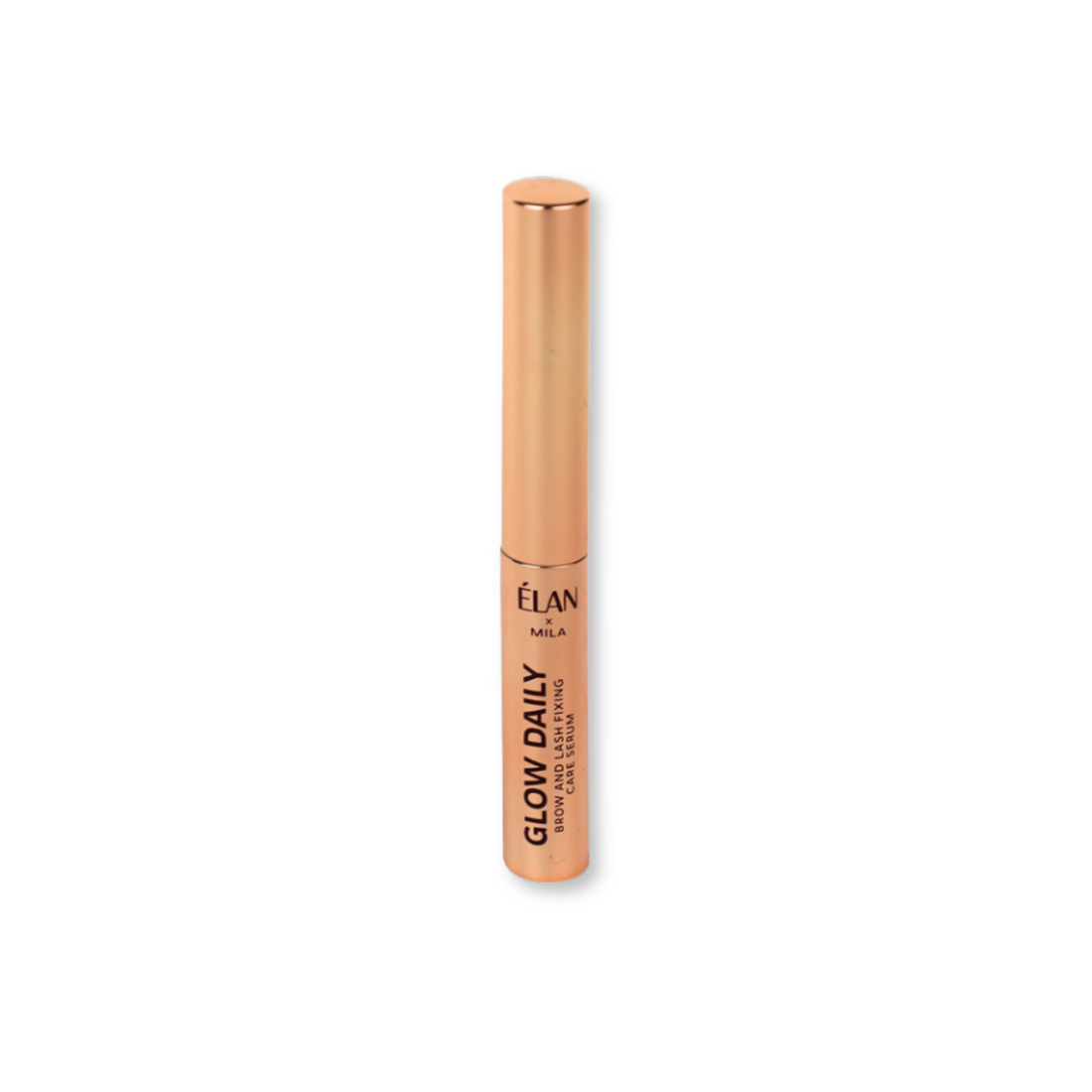 Élan Glow Daily Brow and Lash Fixing Serum bottle with applicator, part of Élan Cosmetics' lashes and brows aftercare line.