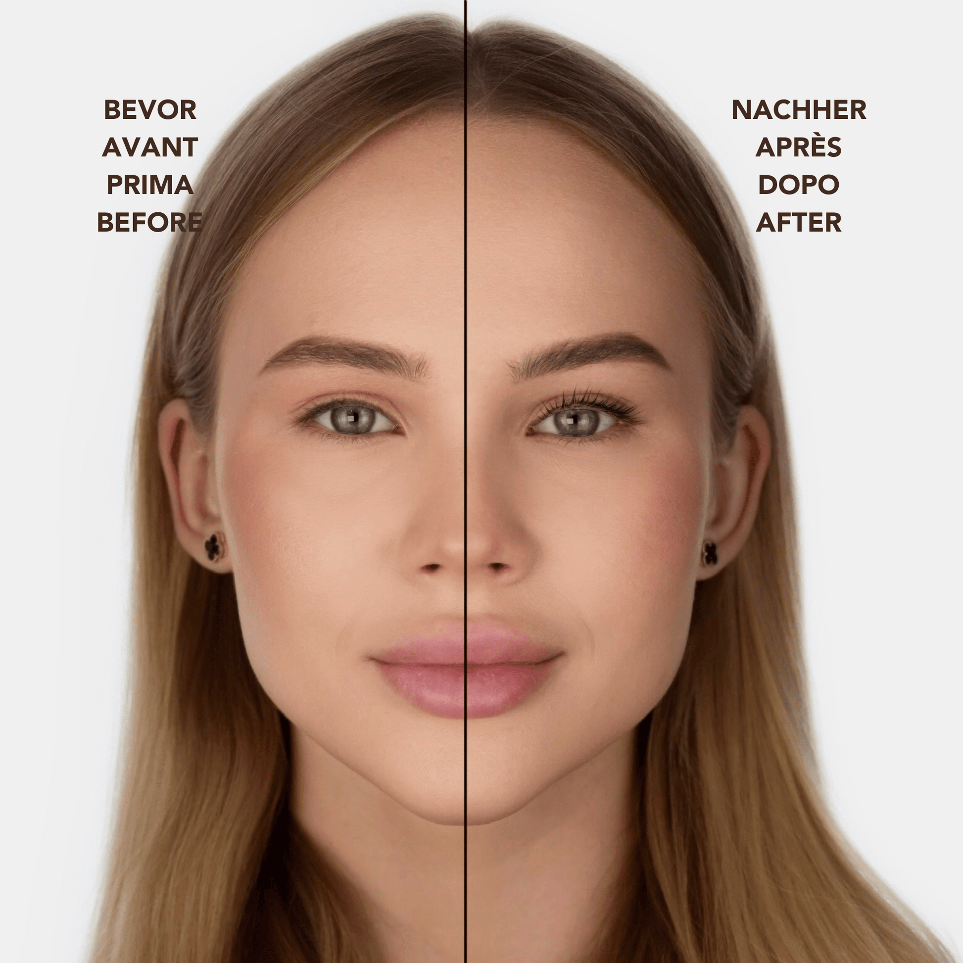 Élan KeraVeg Lash Lift System Kit for lashes and brows lamination, showing application tools and finished lash and brow results.