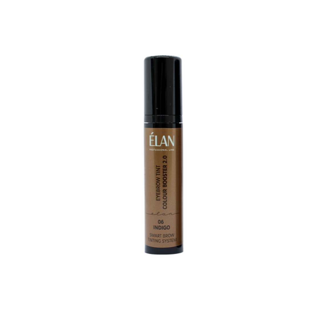 Élan Cosmetics eyebrow tinting system with Indigo color booster, featuring a small bottle of brow tint color for lash and brow tinting.