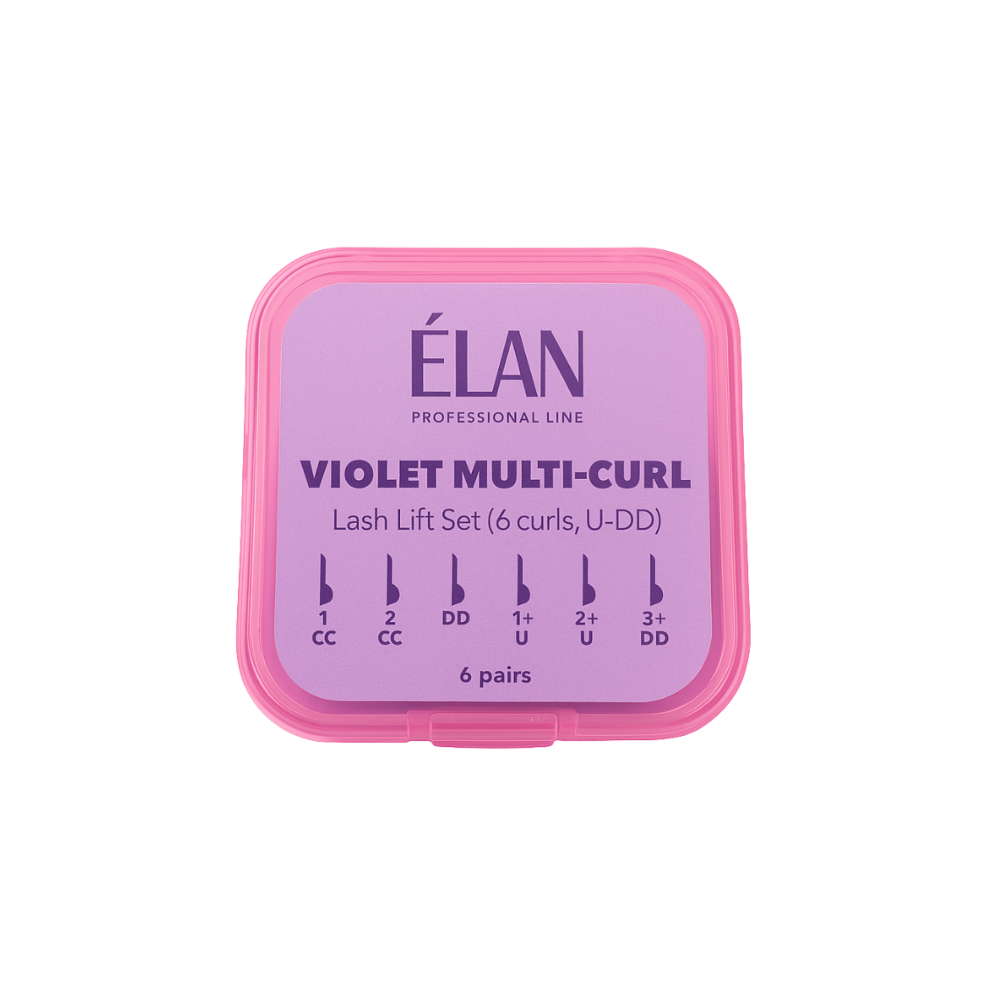 Élan Violet multi curl lash lift set with silicone pads and U-DD curls for professional lash styling and lift application.