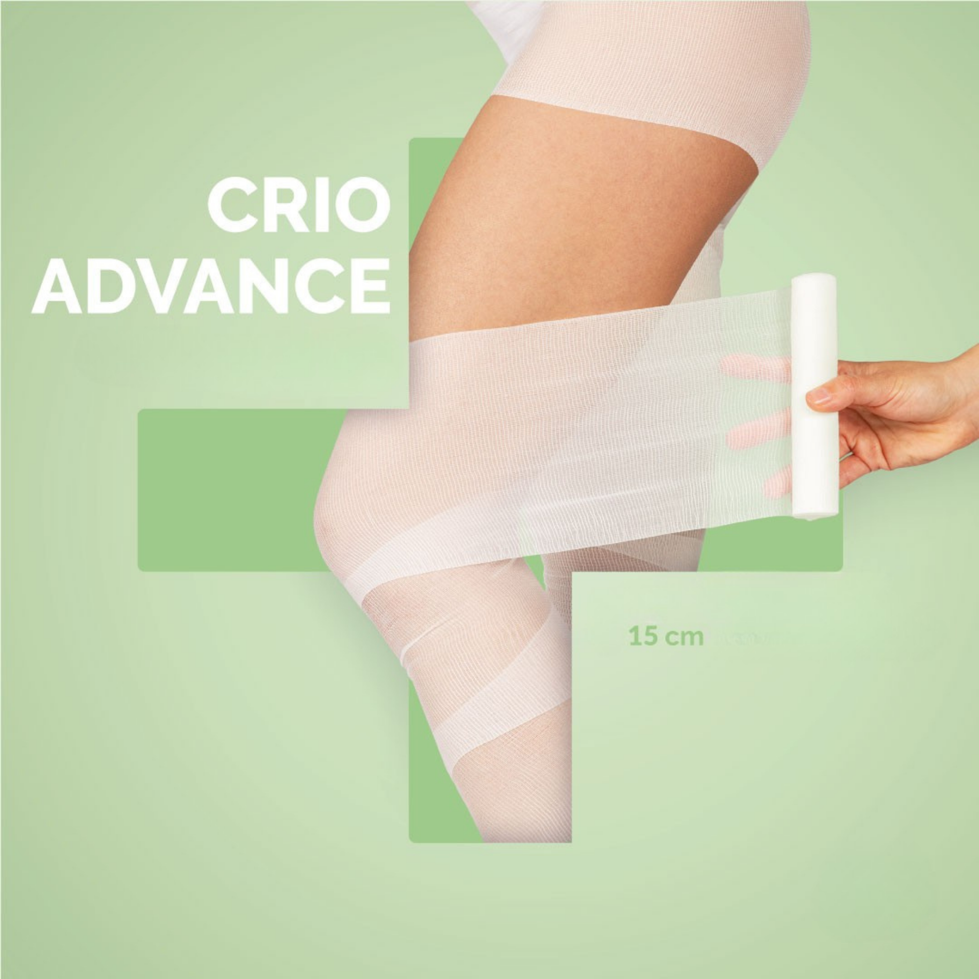 iSol.Beauty Bandage Crio Advance skin care product in a sleek white tube with a blue cap.