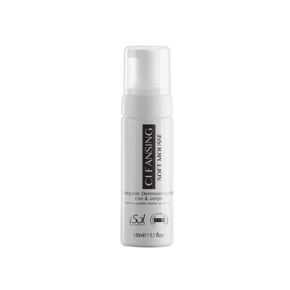 iSol.Beauty Cleansing Soft Mousse in a 150ml bottle, gentle skin care product with a soft, foaming texture for cleansing.