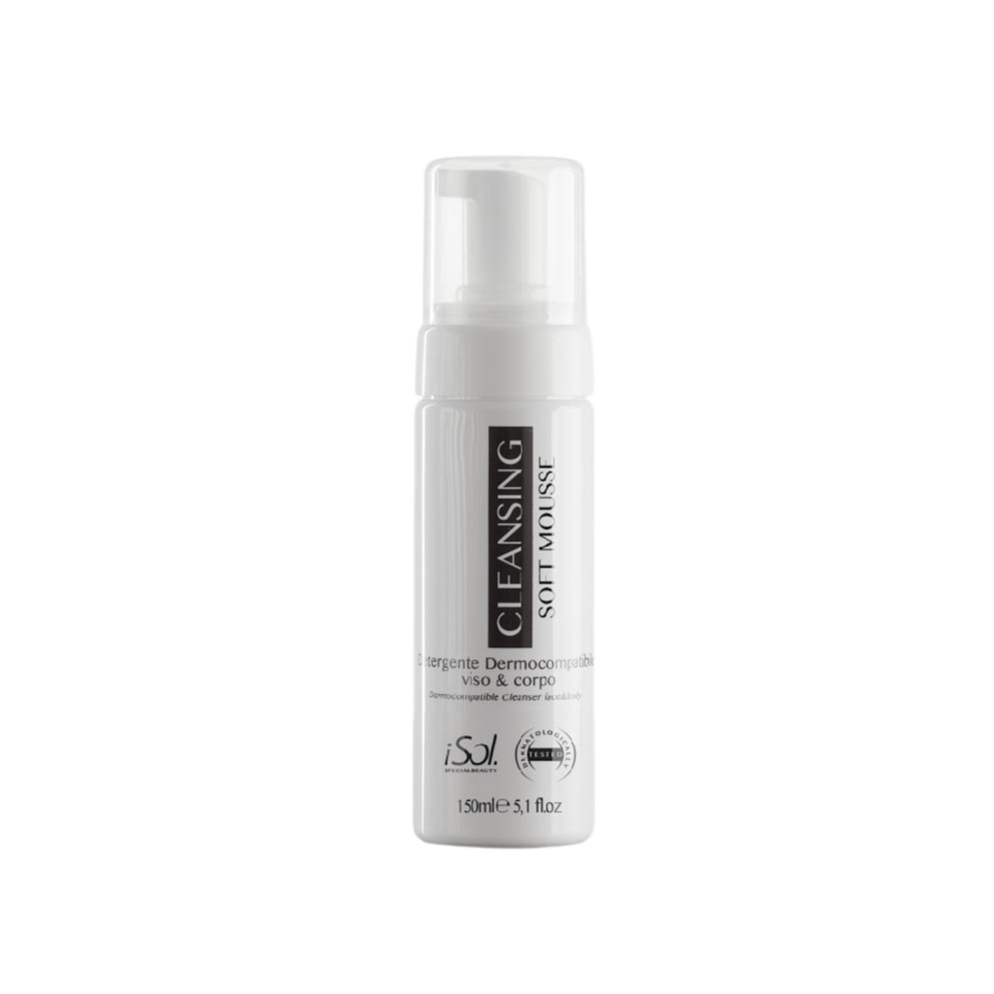 iSol.Beauty Cleansing Soft Mousse in a 150ml bottle, gentle skin care product with a soft, foaming texture for cleansing.