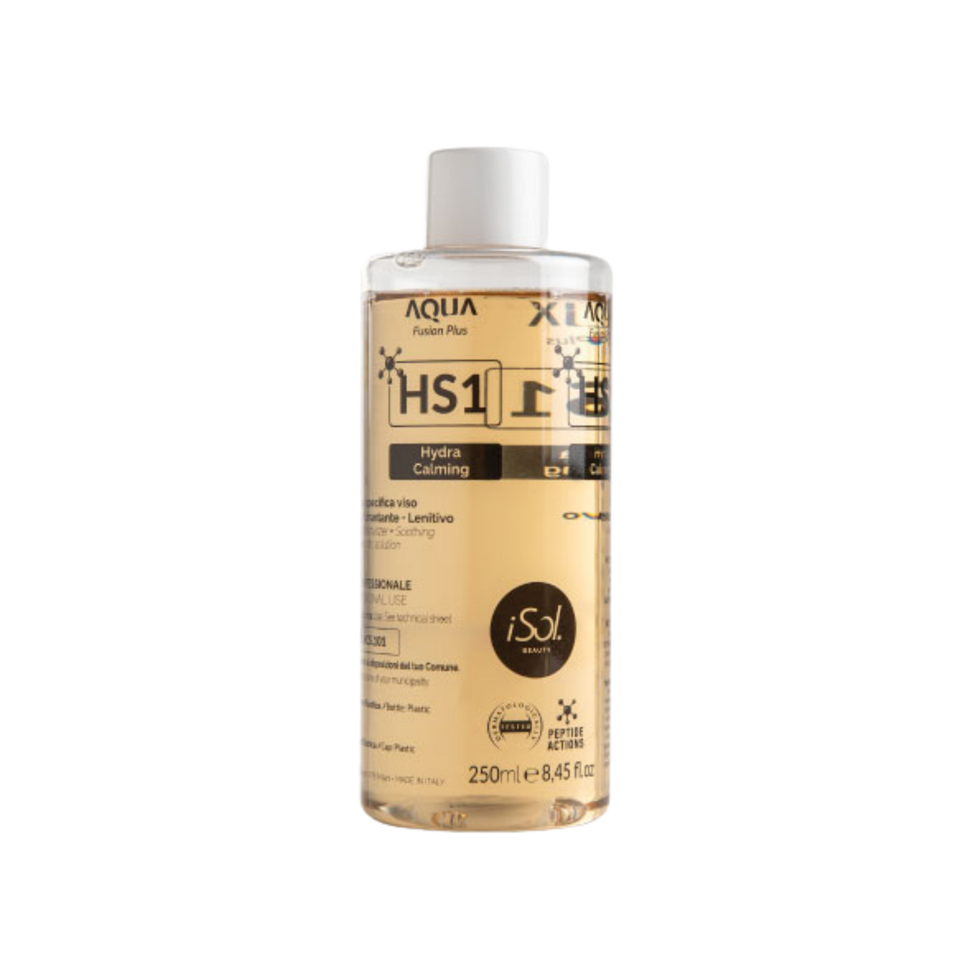 iSol.Beauty HS1 Hydra Calming Solution in a 250ml bottle, soothing skin care product with hydrating and calming properties.
