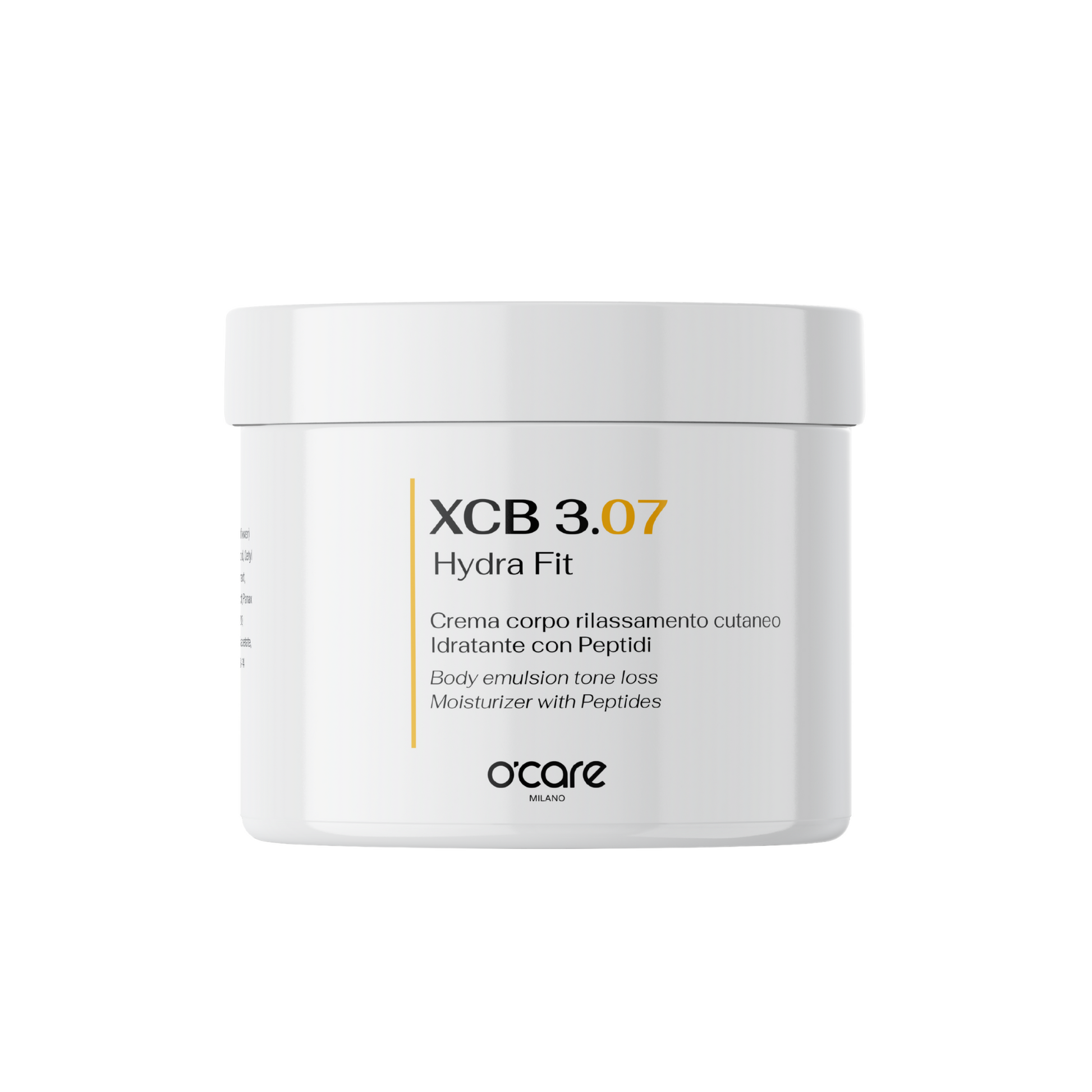O'Care Hydra Fit XCB 3.07 body lotion bottle with label, 500ml size, moisturizing skincare product by O'Care.