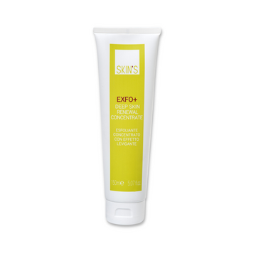 SKIN'S Exfo+ Deep Skin Renewal Concentrate for epilation, featuring a sleek bottle with a pump dispenser and a clean, modern design.