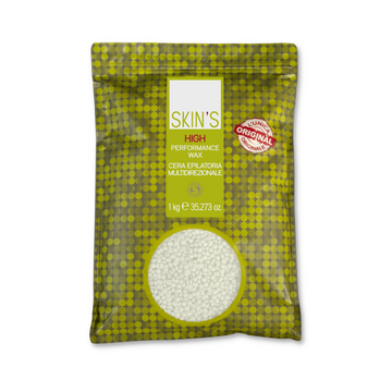 SKIN'S High Performance Wax in a jar, showing smooth, firm wax suitable for professional hair removal treatments.