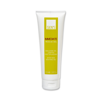 SKIN'S Immediate Rescue Gel for epilation, clear gel in a tube, designed to soothe and calm skin after hair removal.