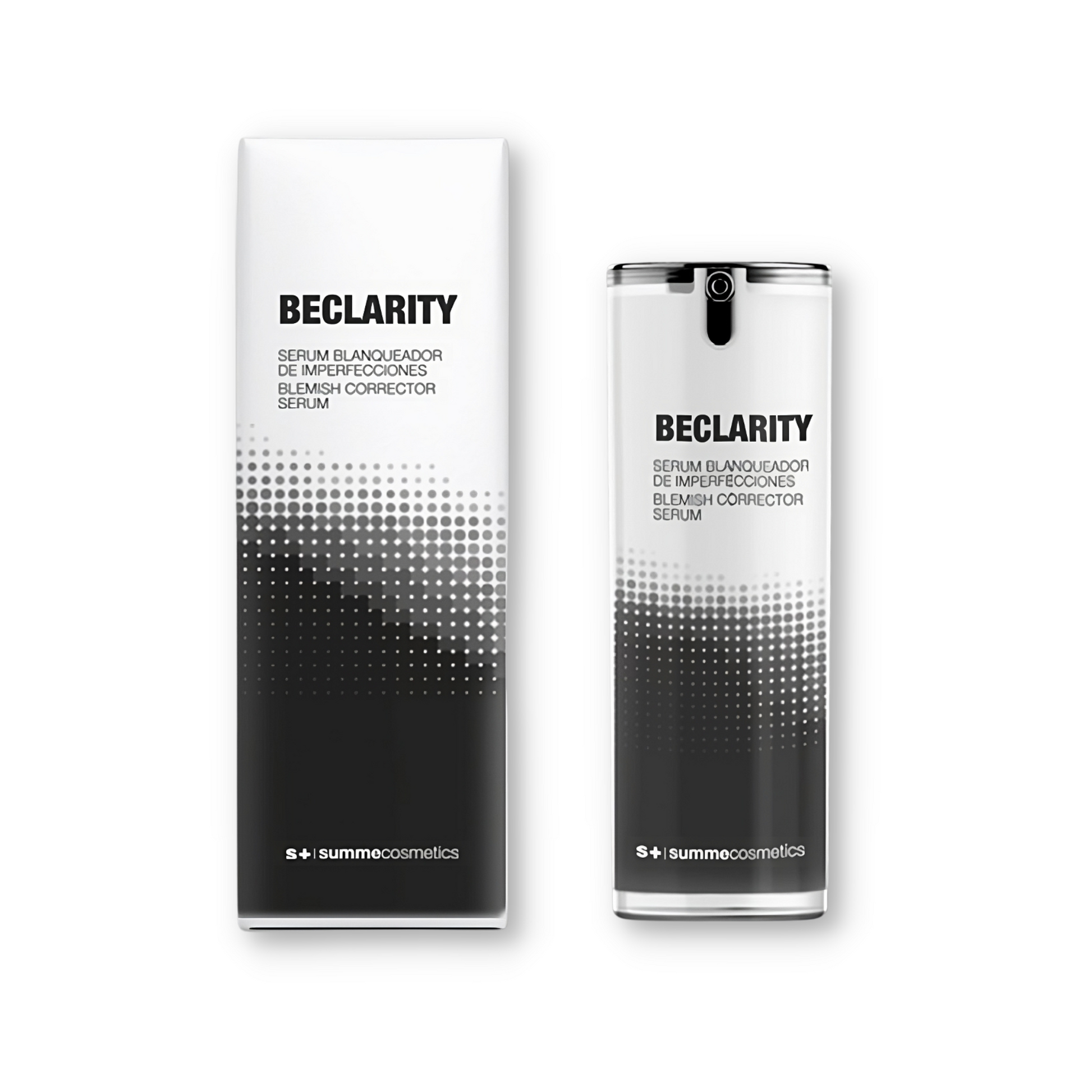 SummeCosmetics Beclarity Blemish Corrector Serum in a clear bottle, featuring a dropper for precise application of skin care treatment.